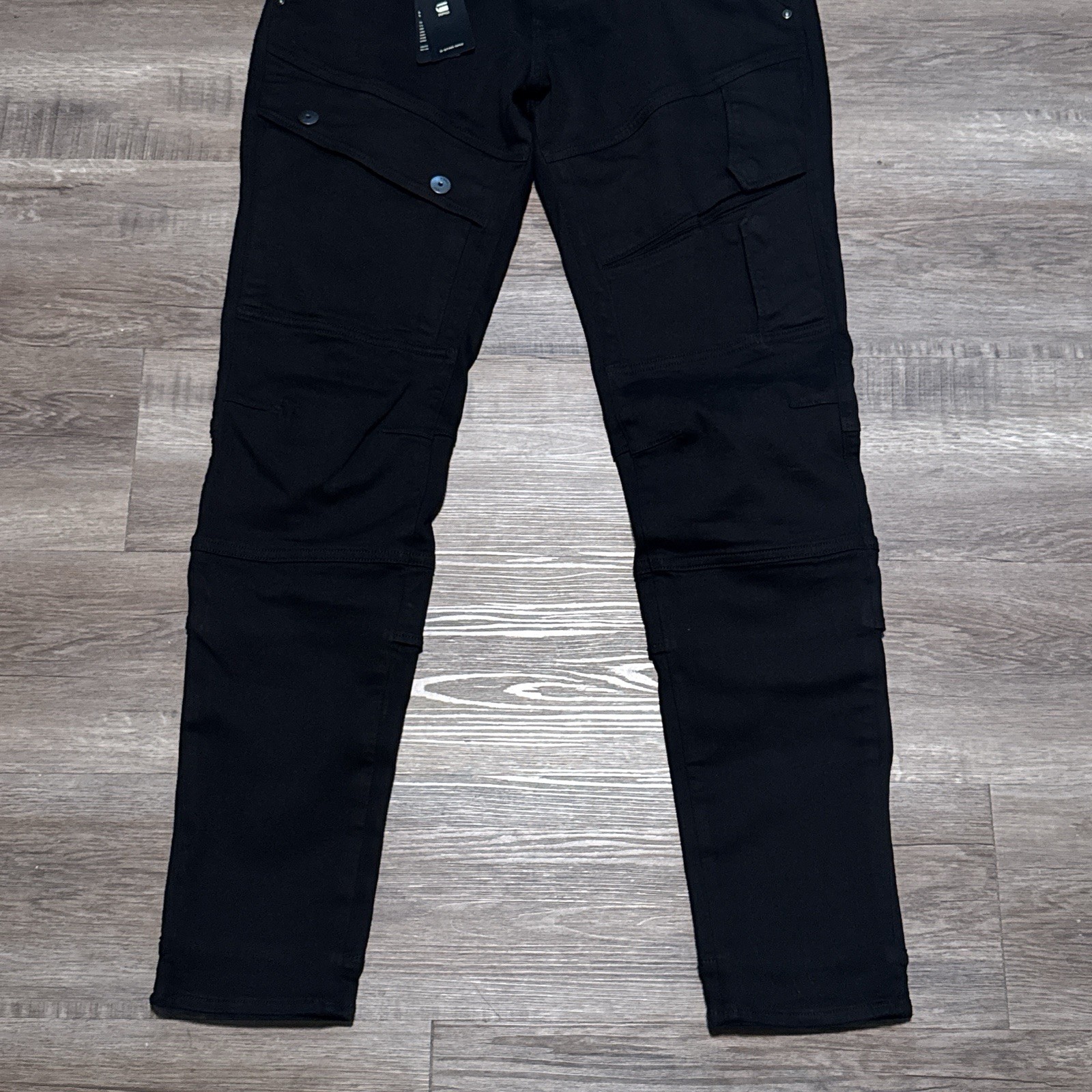 G-Star Raw Airblaze 3D Skinny Black Multi Pocket Moto Cargo Jeans Mens 32×32 NEW