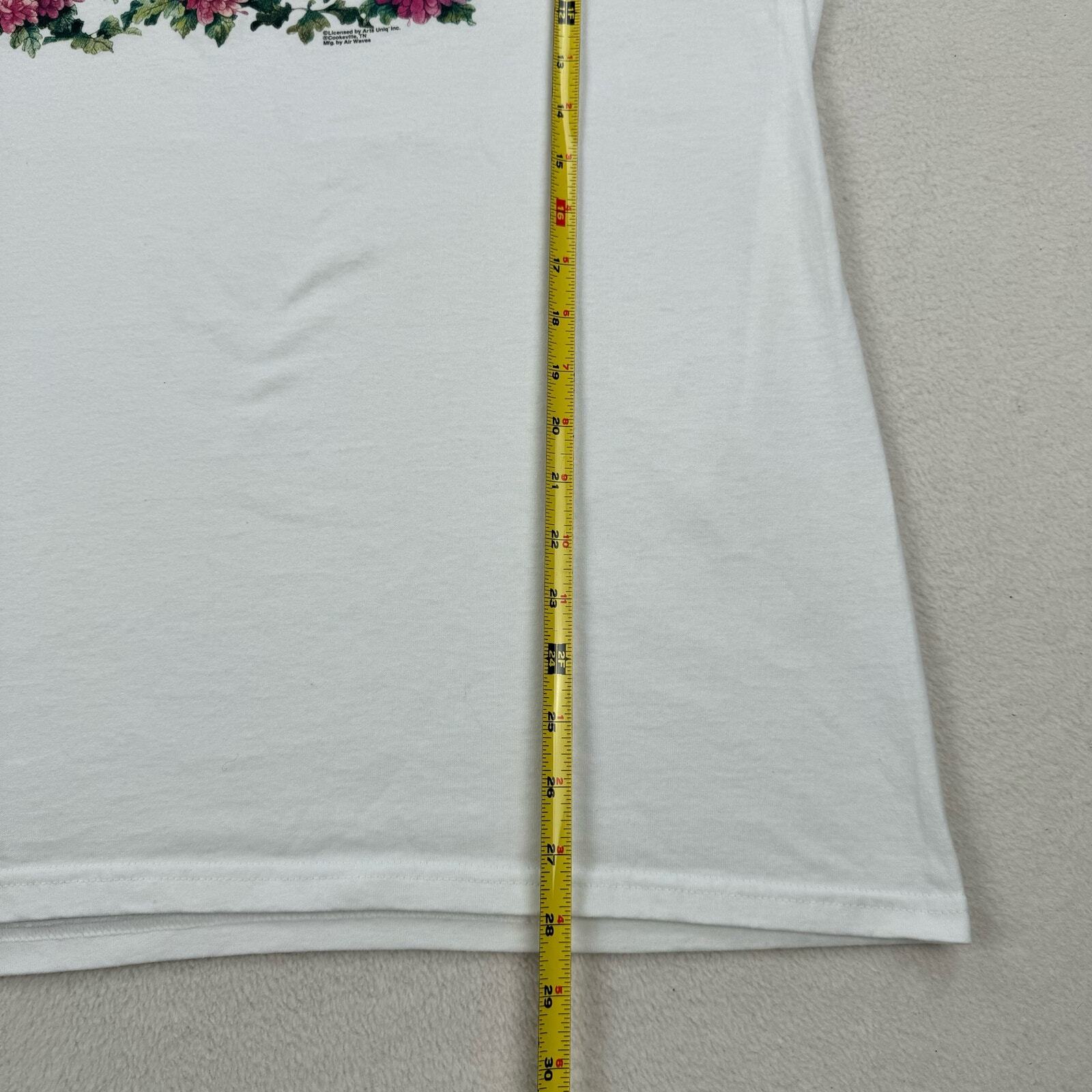 Vintage Flower Shirt Size Large White Short Sleeve Floral Birds Cottage Cute
