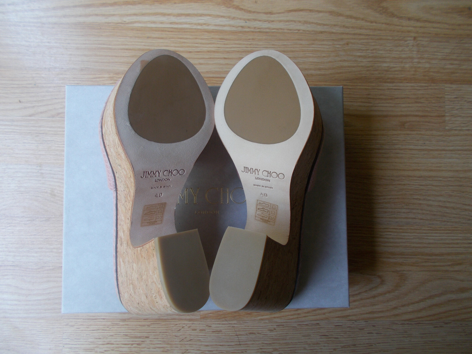 Jimmy Choo Deedee 125 mm Slide Sandals Wedge Cork Heel Blush 40 US 9 9.5 NIB
