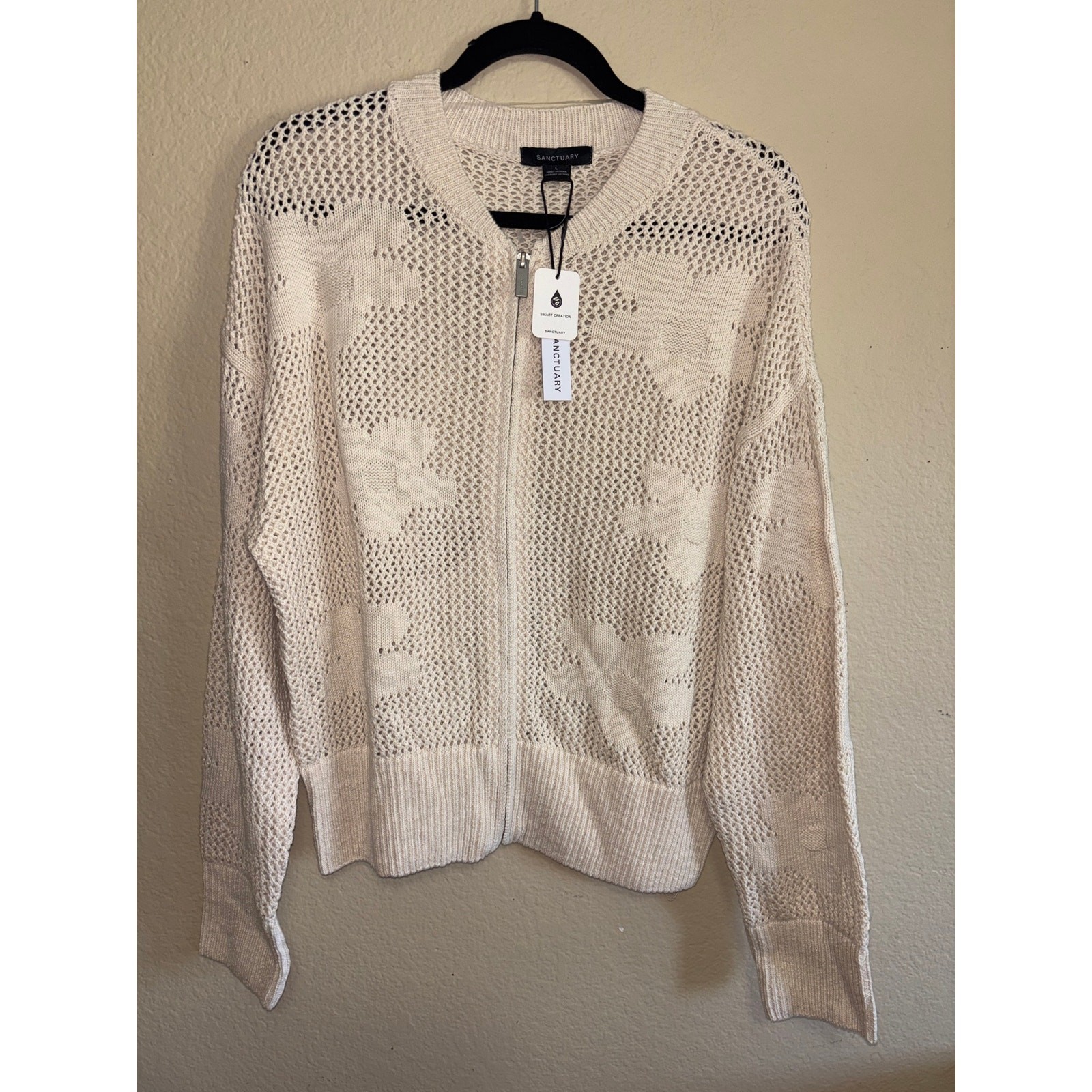 Sanctuary open-knit zip-front cardigan/sweater