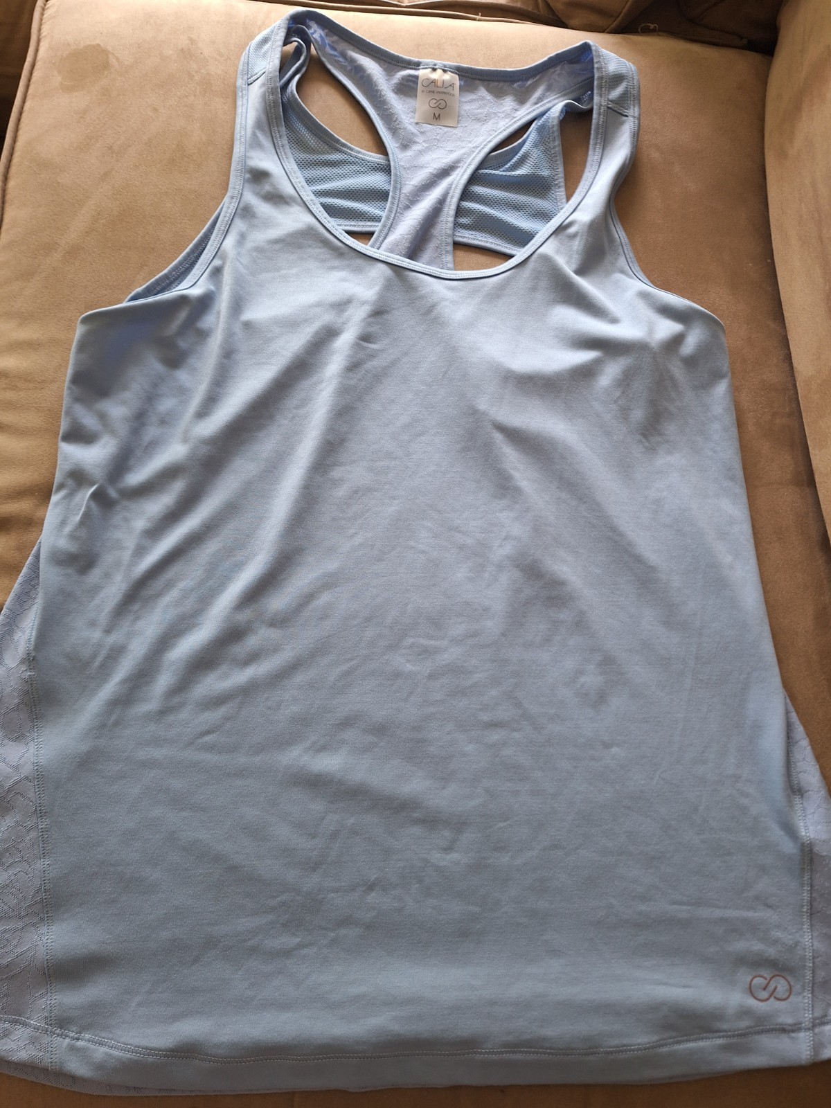 Calia Women’s Racer Back Tank Top Light Blue, Size Medium, Mesh Back