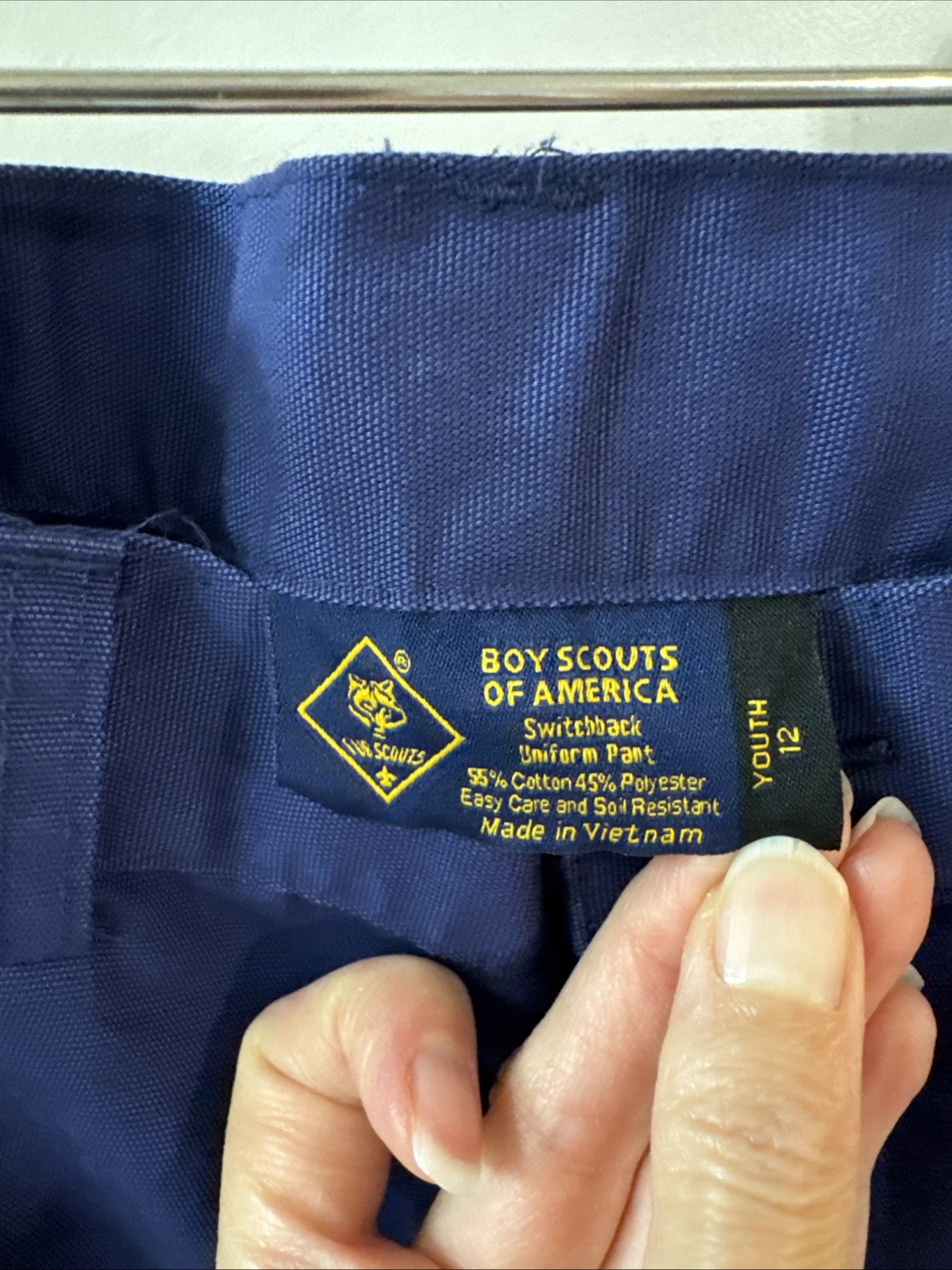BSA Cub Scouts Switchback Uniform Pants Blue Unhemmed Youth Size 12 Cotton Blend