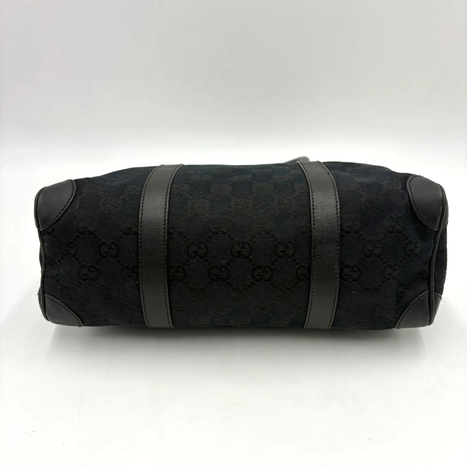 Auth Gucci GG Canvas Tote Bag Mini Boston Bag Shoulder Bag Black 001 0851 2Y3476