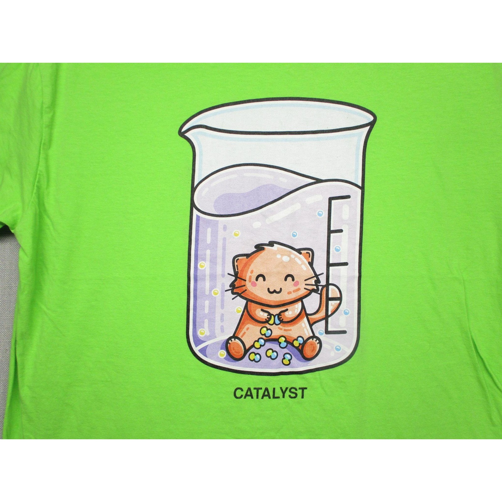 Gildan Green Fun Bold Cartoon Beaker Statement Graphic Tee T-shirt Size XL