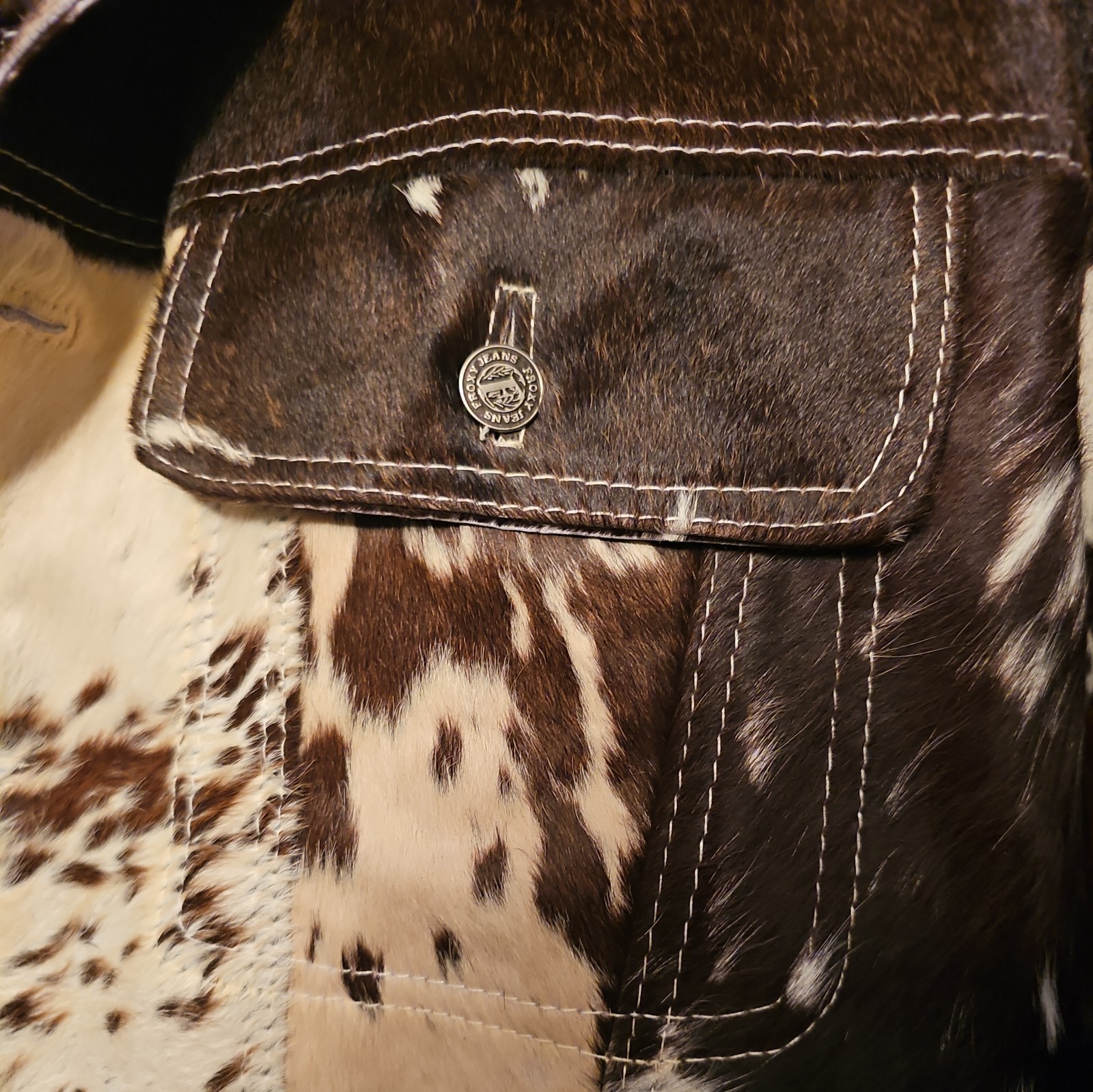 Men’s Western Cowhide Leather Jacket Real Hair-On Pony Skin Stylish Trucker Coat