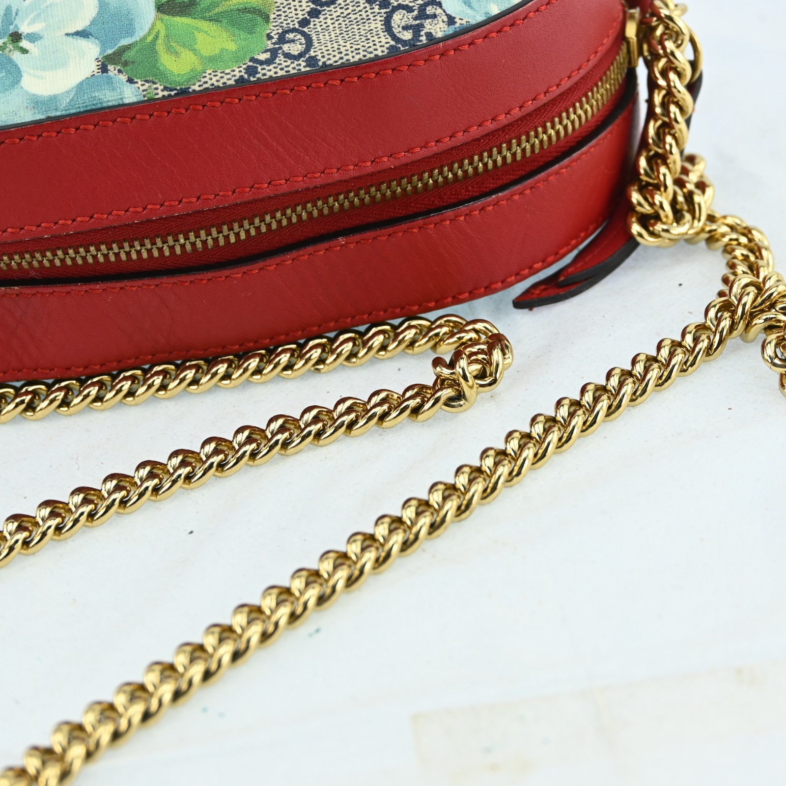 Gucci GG Blooms Supreme Chain Shoulder Bag Beige Red 546313 Crossbody C1683YA711