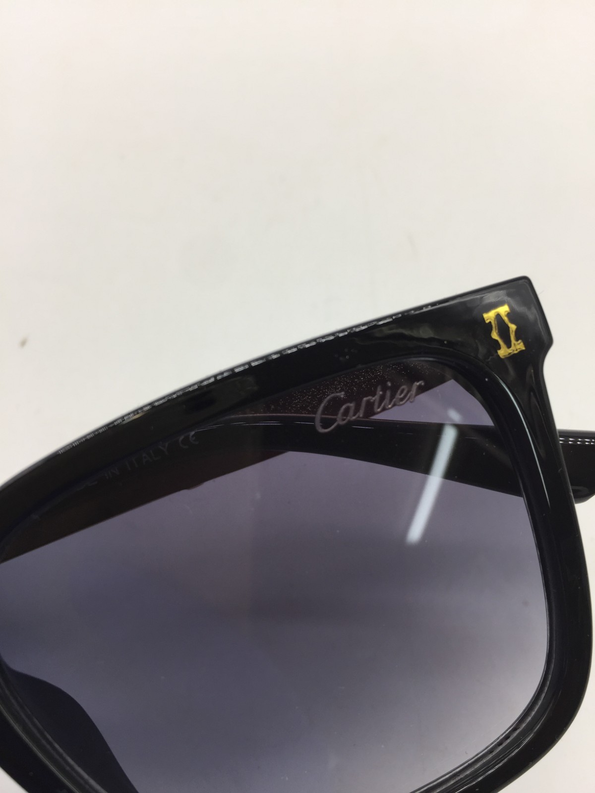 Cartier Black Full Rim Frame Designer Sunglasses 50-20-140 Grey Lenses