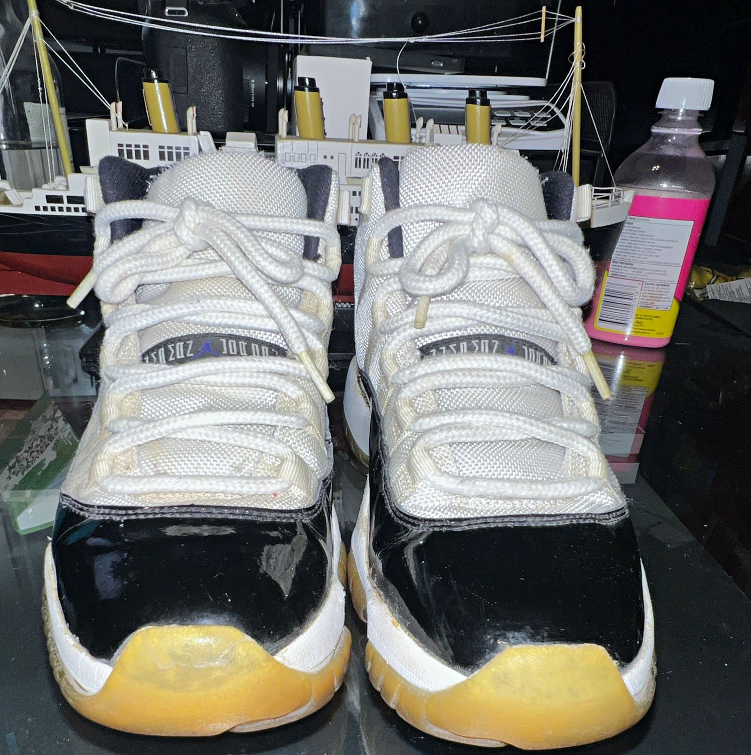 Jordan Air Jordan 11 Men’s High Top Patent Leather Colorblock Basketball Sneaker