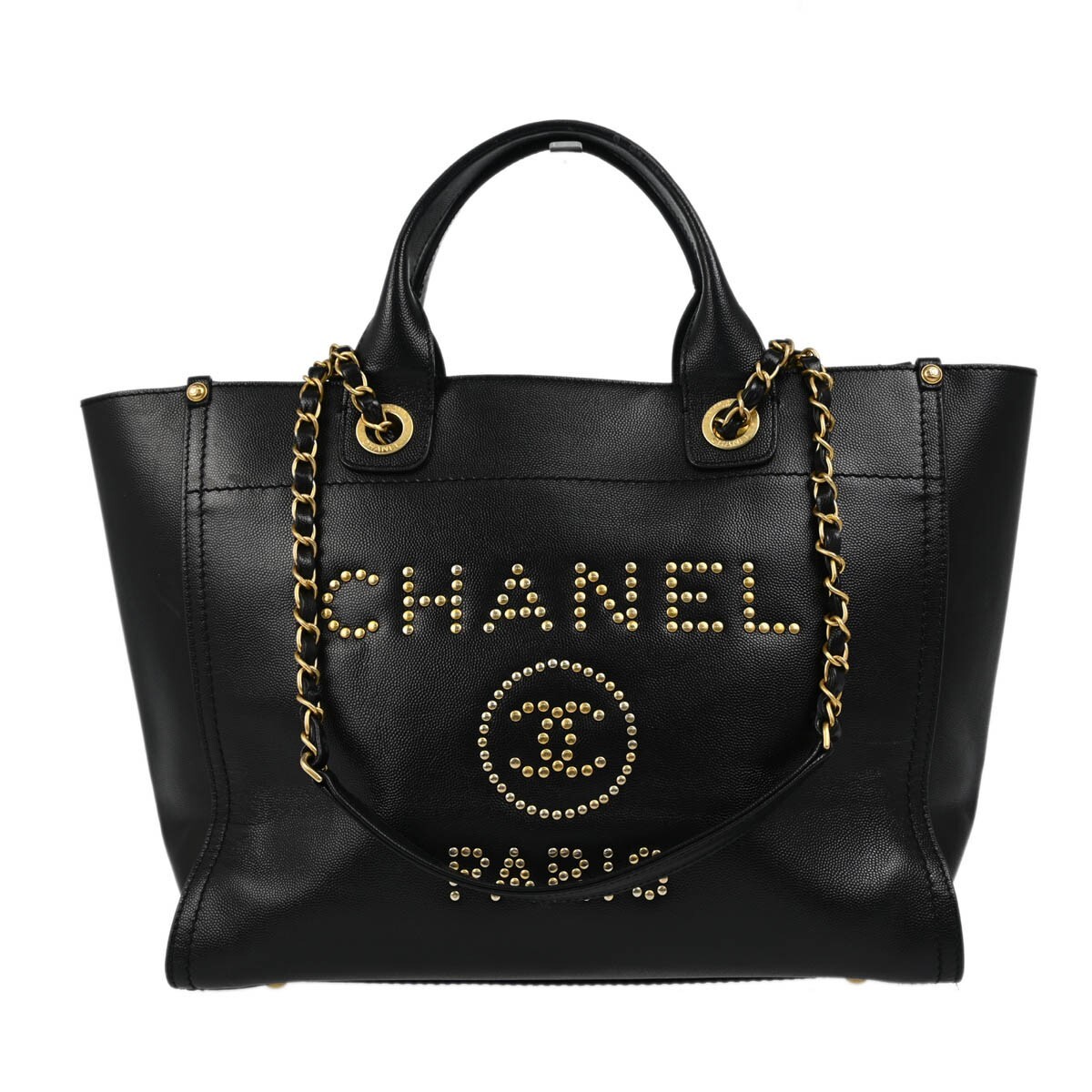 Chanel Black Calfskin Small Deauville 2way Tote Bag 144035