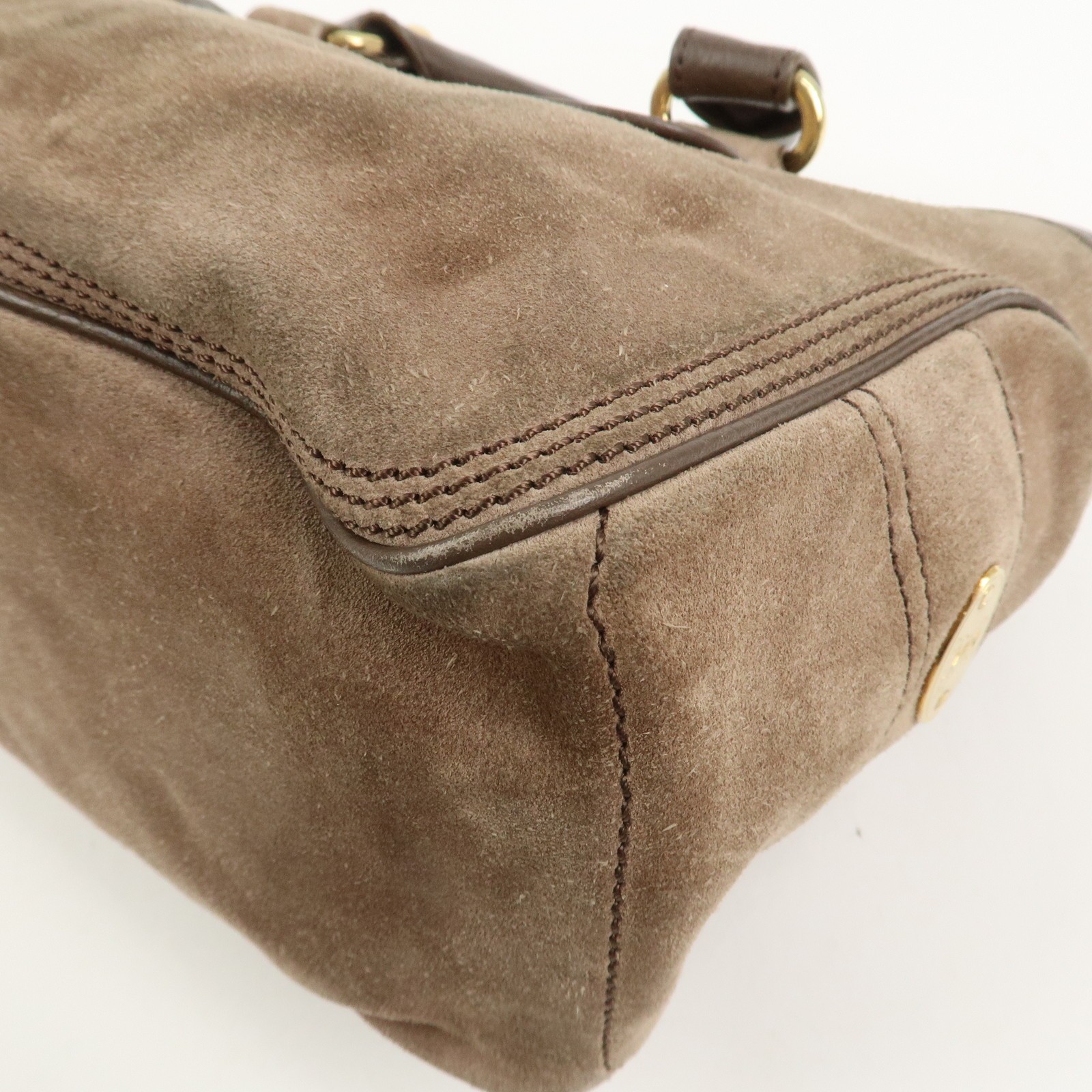 CELINE Boogie Bag Suede Leather Hand Bag Beige Brown Authentic Used F/S
