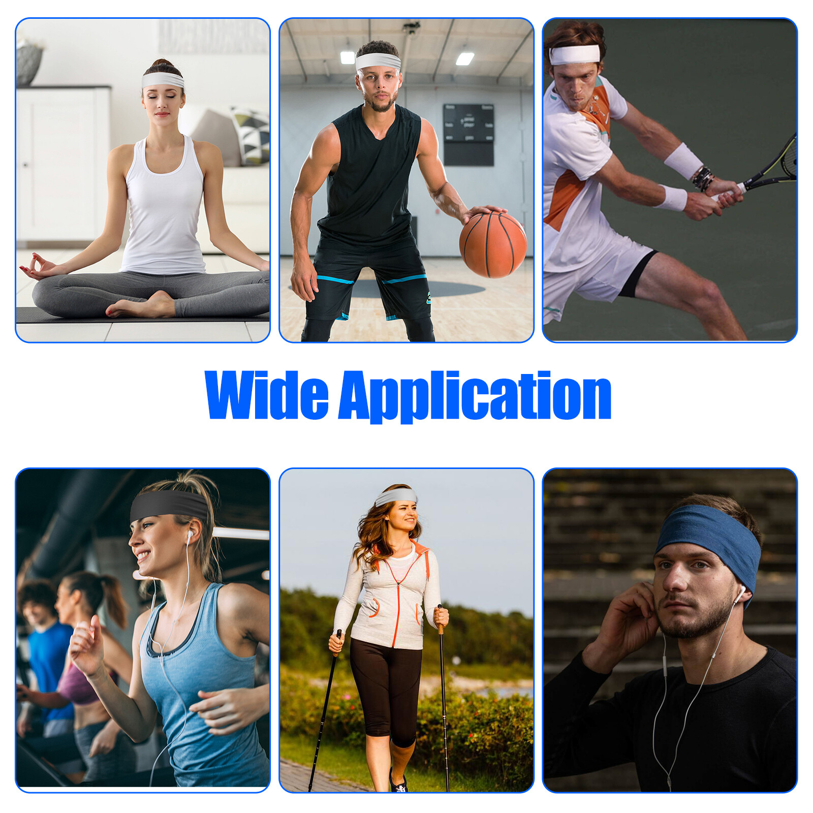 6 Pcs Running Headbands Men Sweatbands Sports Sweat Bands Workout Fitness Women