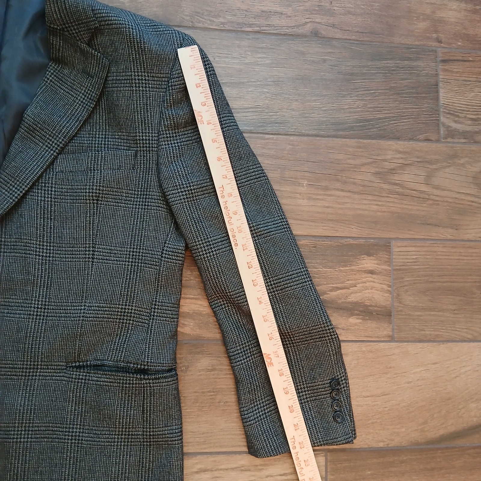 Jos A Bank Blazer Mens 43R Brown Plaid Houndstooth 100% Wool Two Button Coat