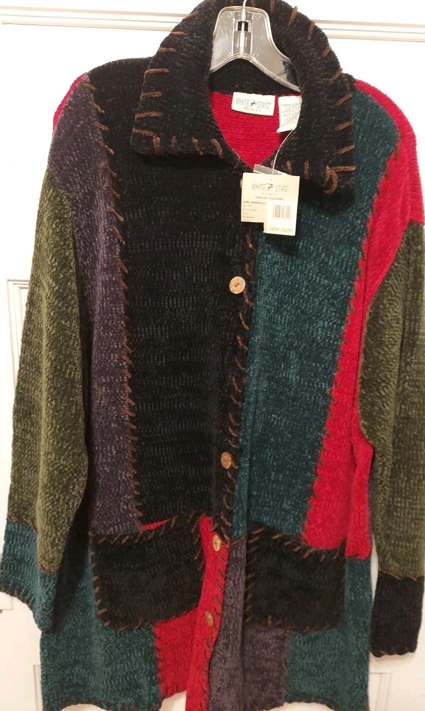 Nwts White Stag Women’s 22W-24W Multicolor Knit Button Cardigan Sweater Jacket