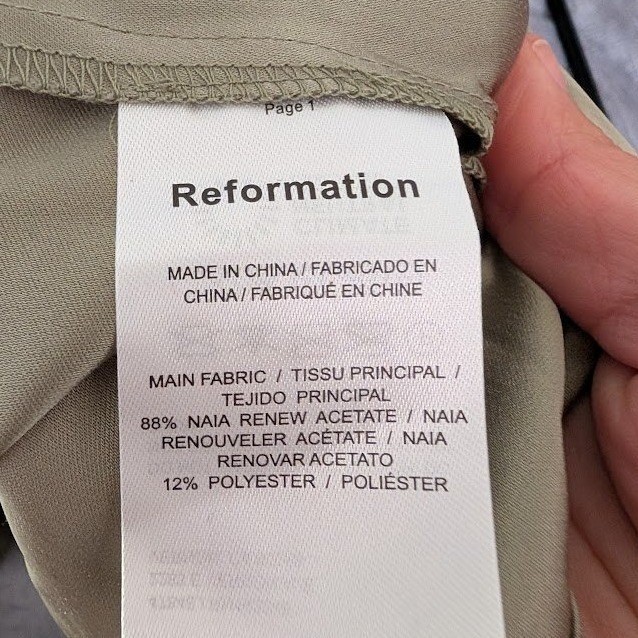Reformation Hensley Satin Midi Dress Artichoke Green Size 12 NEW Wedding guest