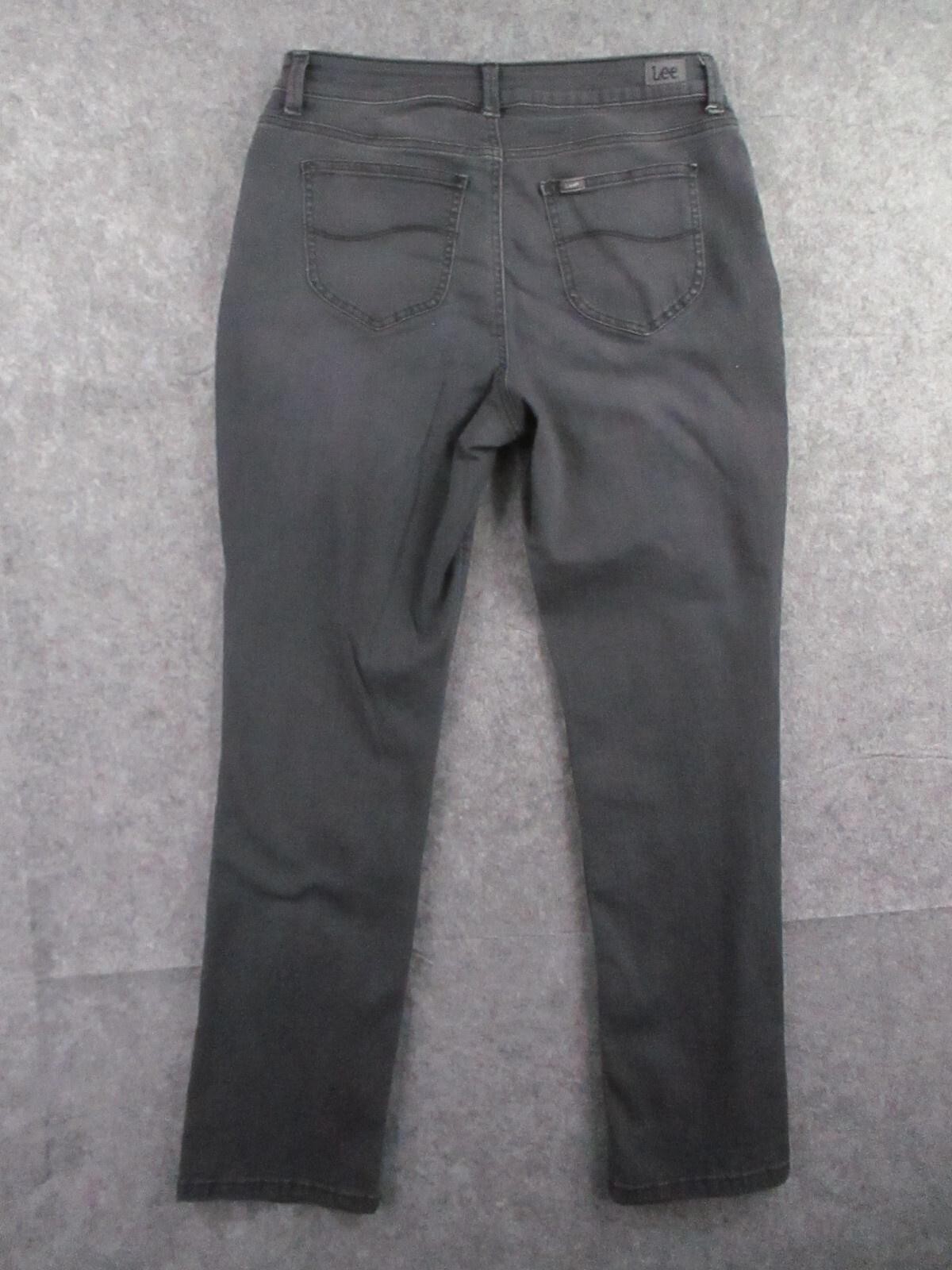 Lee Straight Jeans Womens 12 Gray Charcoal Wash Mid Rise Stretch Shaping 32×30
