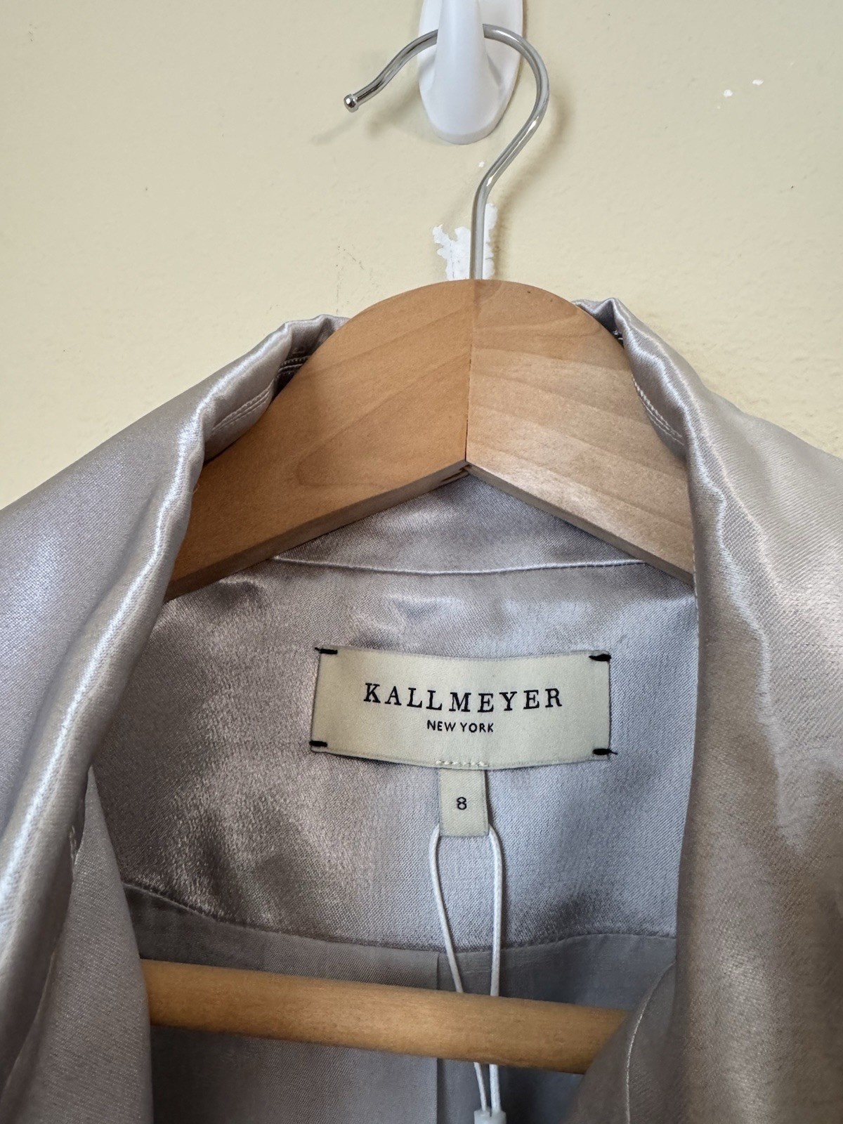 Kallmeyer New Luca Satin Twill Blazer Jacket Silver Size 8