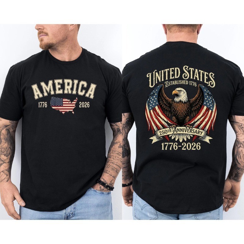 250 Years American Flag Bald Eagle 250th Anniversary USA Front & Back T-Shirt