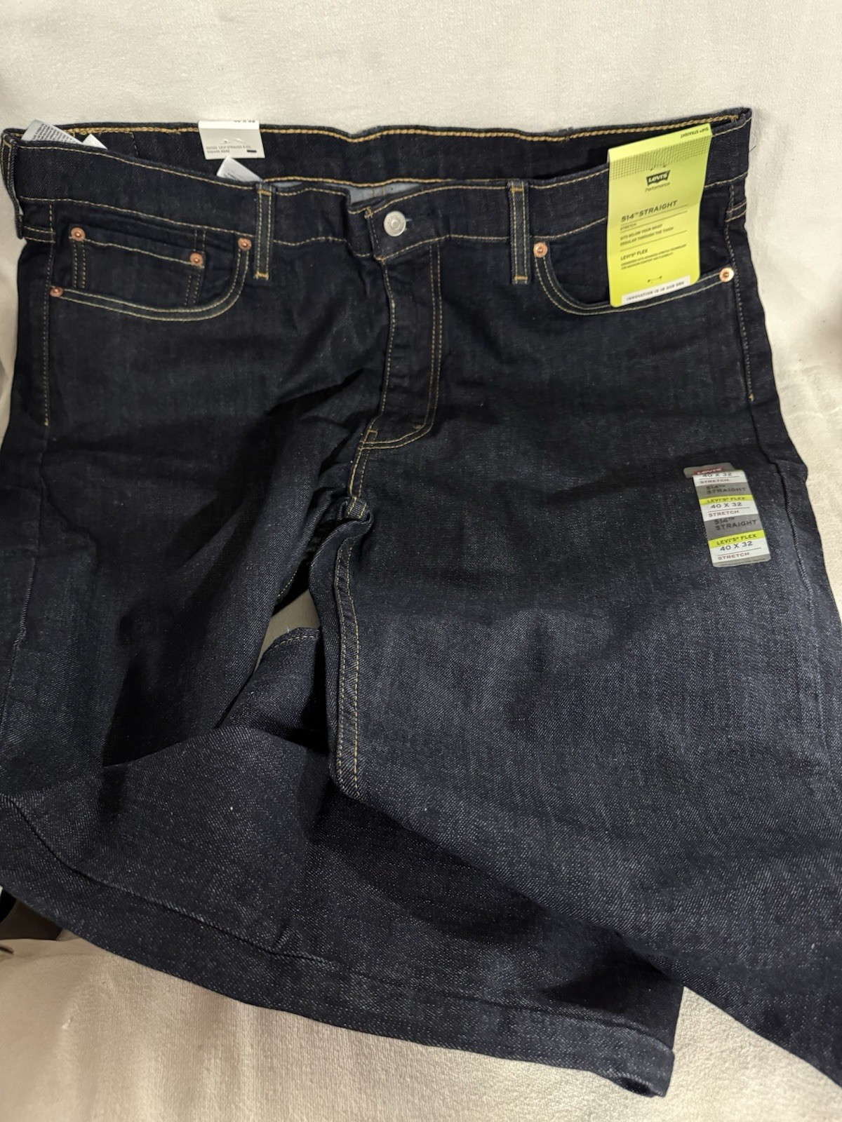 NWT Levi’s Flex 514 Straight Leg Jeans Denim Mens 40×32 Dark Wash Stretch 69.50