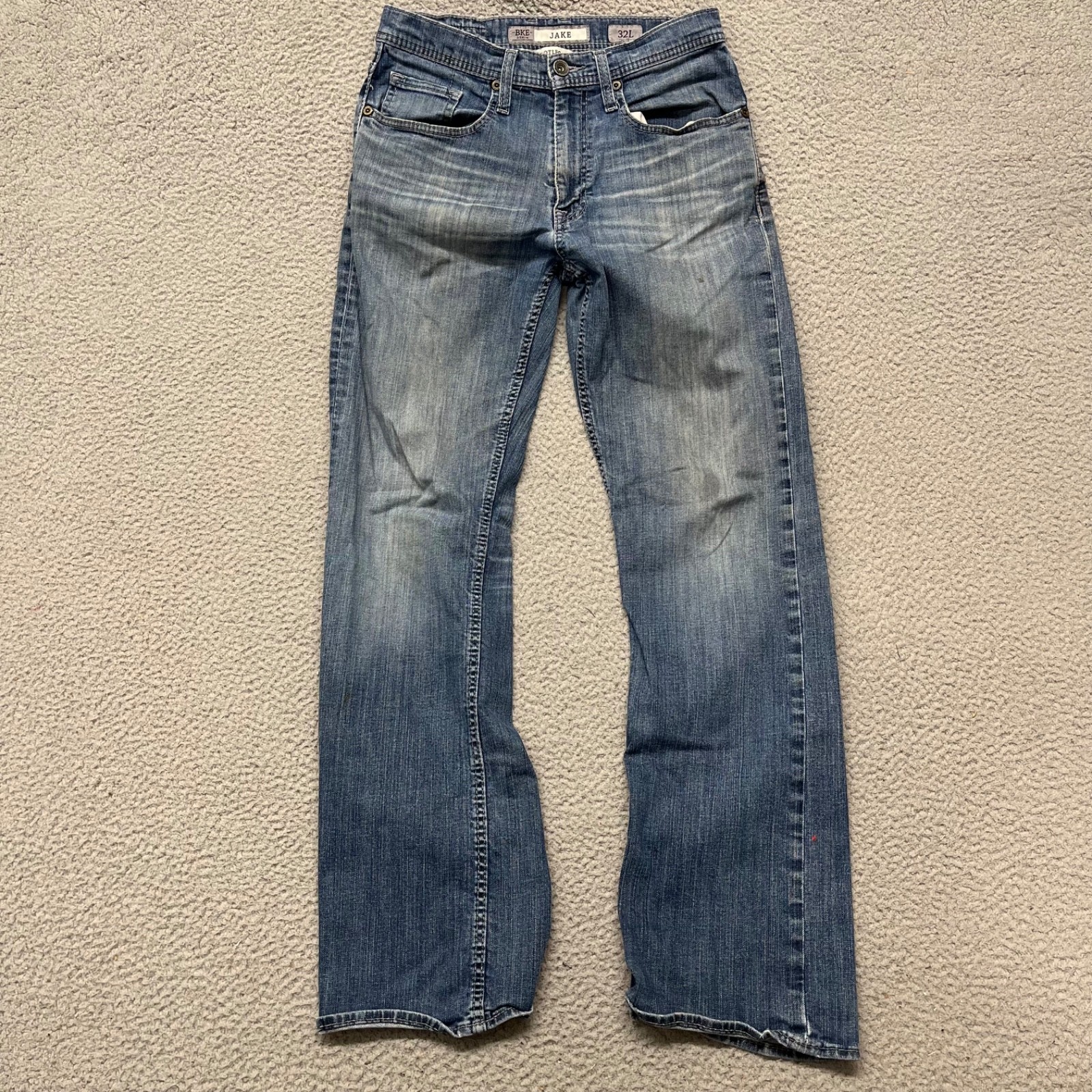 Buckle Jeans Mens 32×32 Blue BKE Jake Bootcut Denim Mid Rise Hipster Wiskering