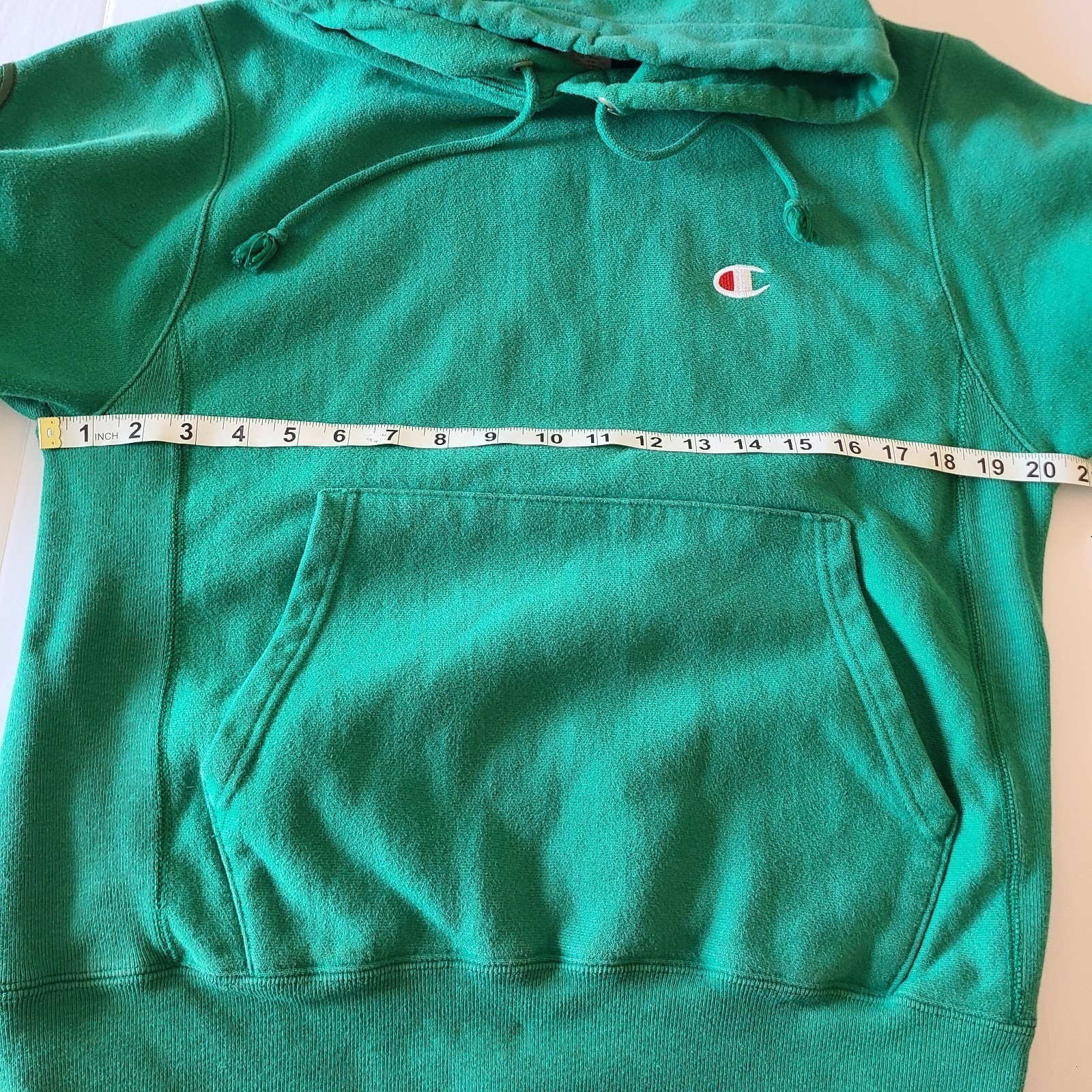 Champion Reverse Weave Hoodie Sweatshirt Green Script Logo Menswear
