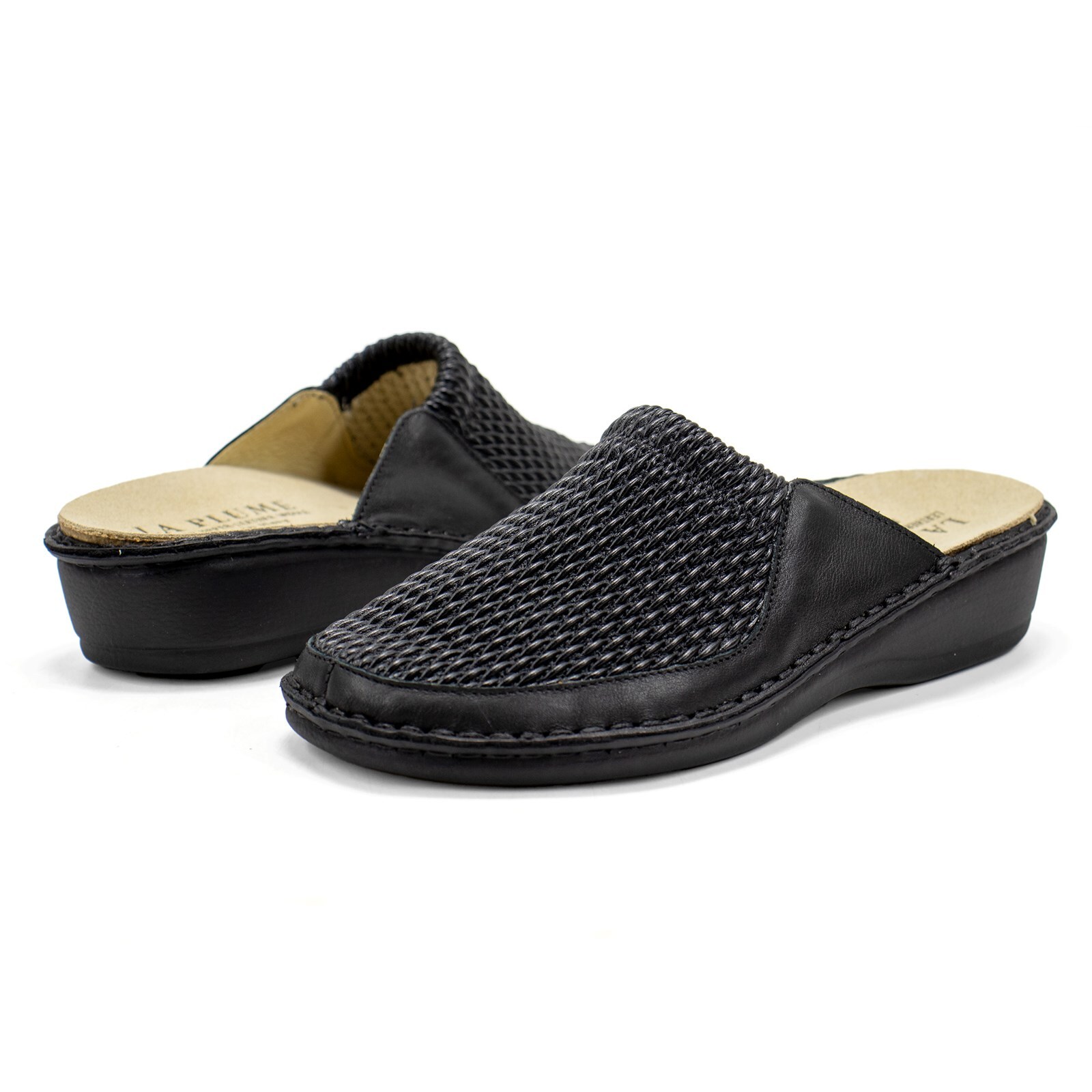 Women’s La Plume Flex Wedge Comfort Shoes with Removable Insole, Black Leather