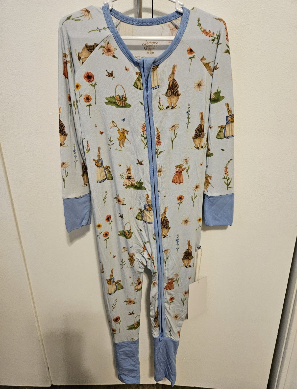 Jamie Session Rabbit Floral Zip Sleeper Bamboo/Spandex Footless 18-24M