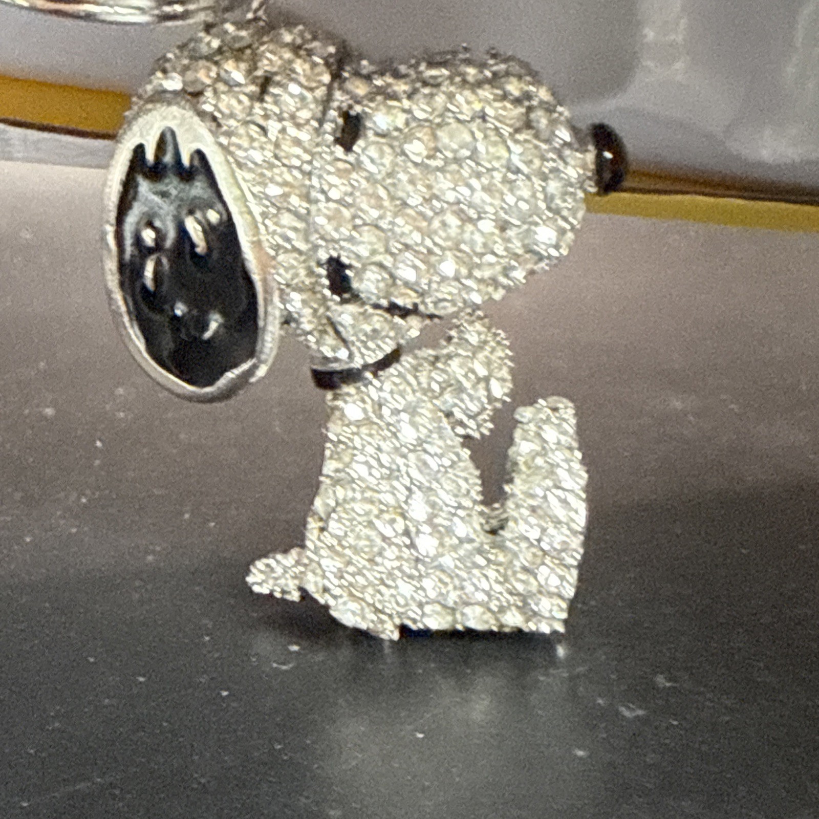NEW Snoopy Peanuts Pave 3D Crystal Rhinestone Keychain/Clip On Bag Charm BNIB