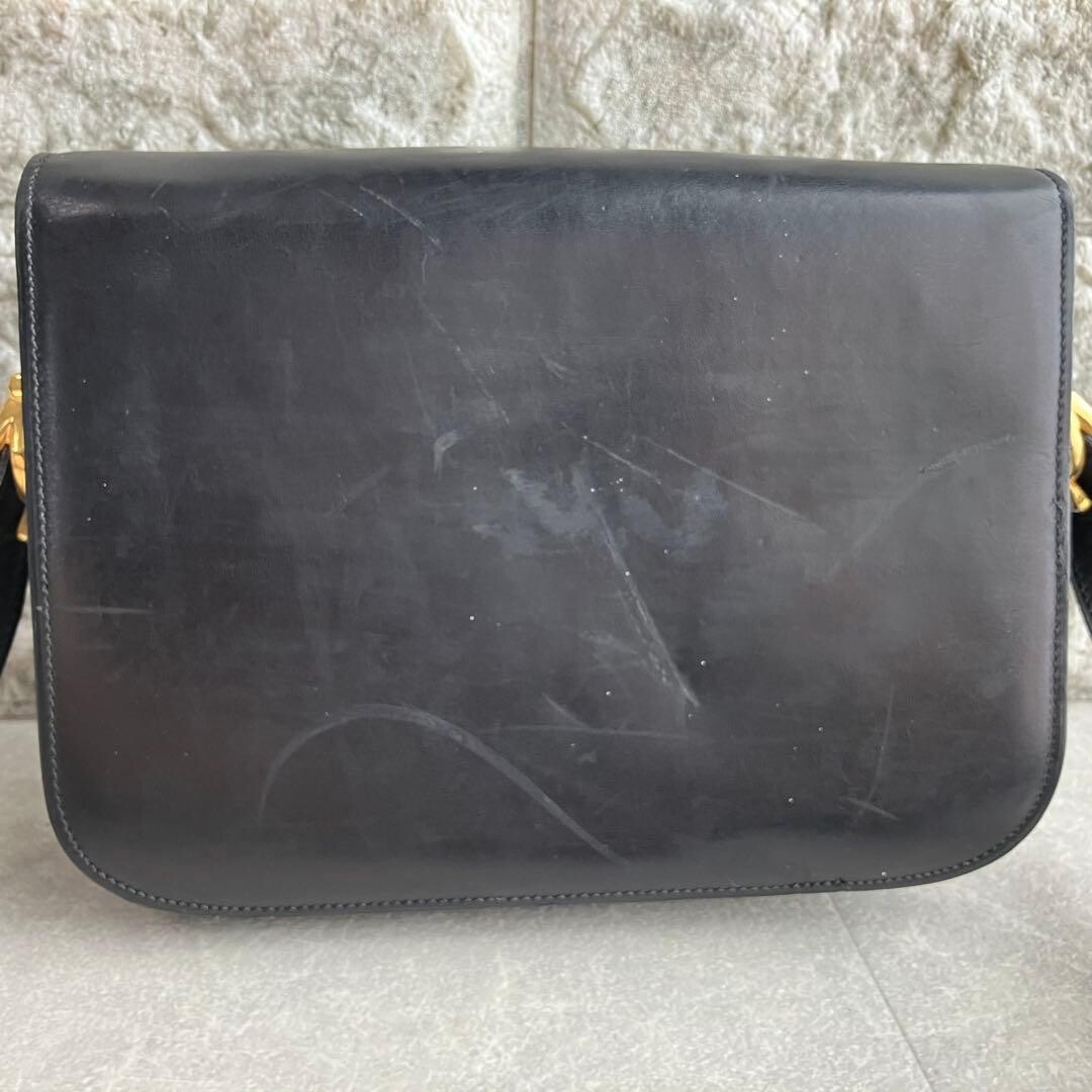 CELINE Horse Carriage Crossbody Shoulder Bag Black Leather Gold Hardware Vintage