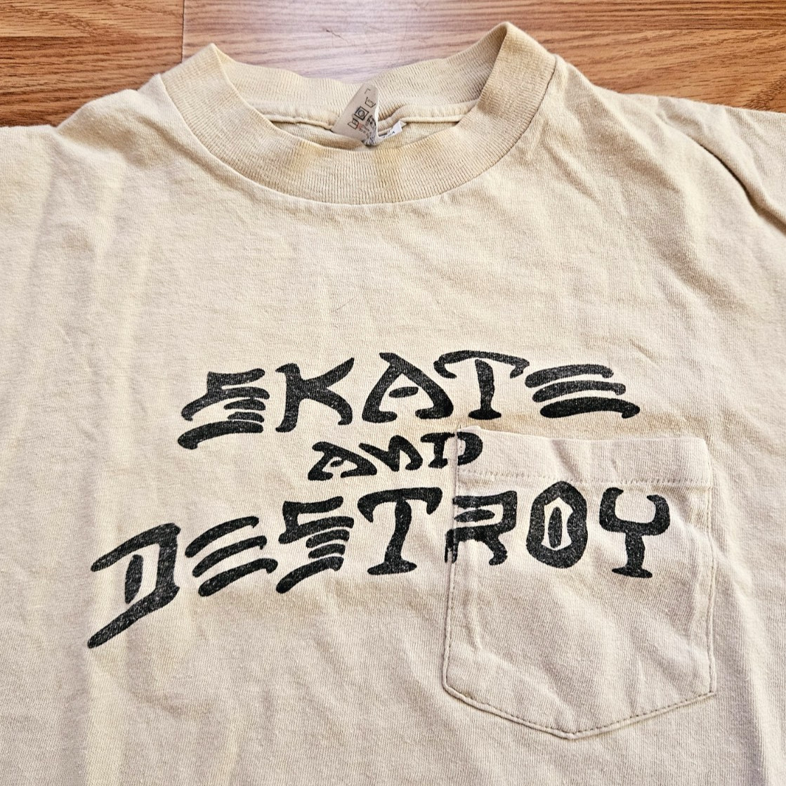 Rare Vintage 80s Skate And Destroy T Shirt Large Single Stitch Vision Hawk Bones