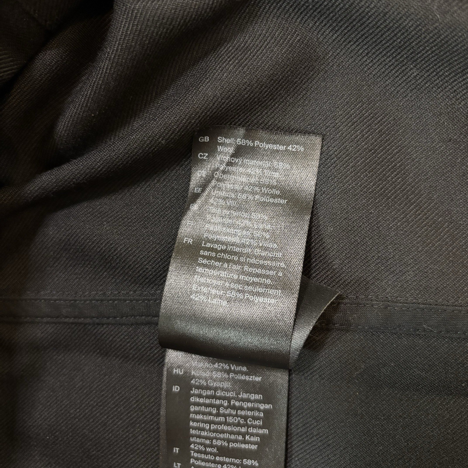 COS Solid Wool Blend Button-Up Shirt Black Long Sleeve Relaxed Pocket Size S