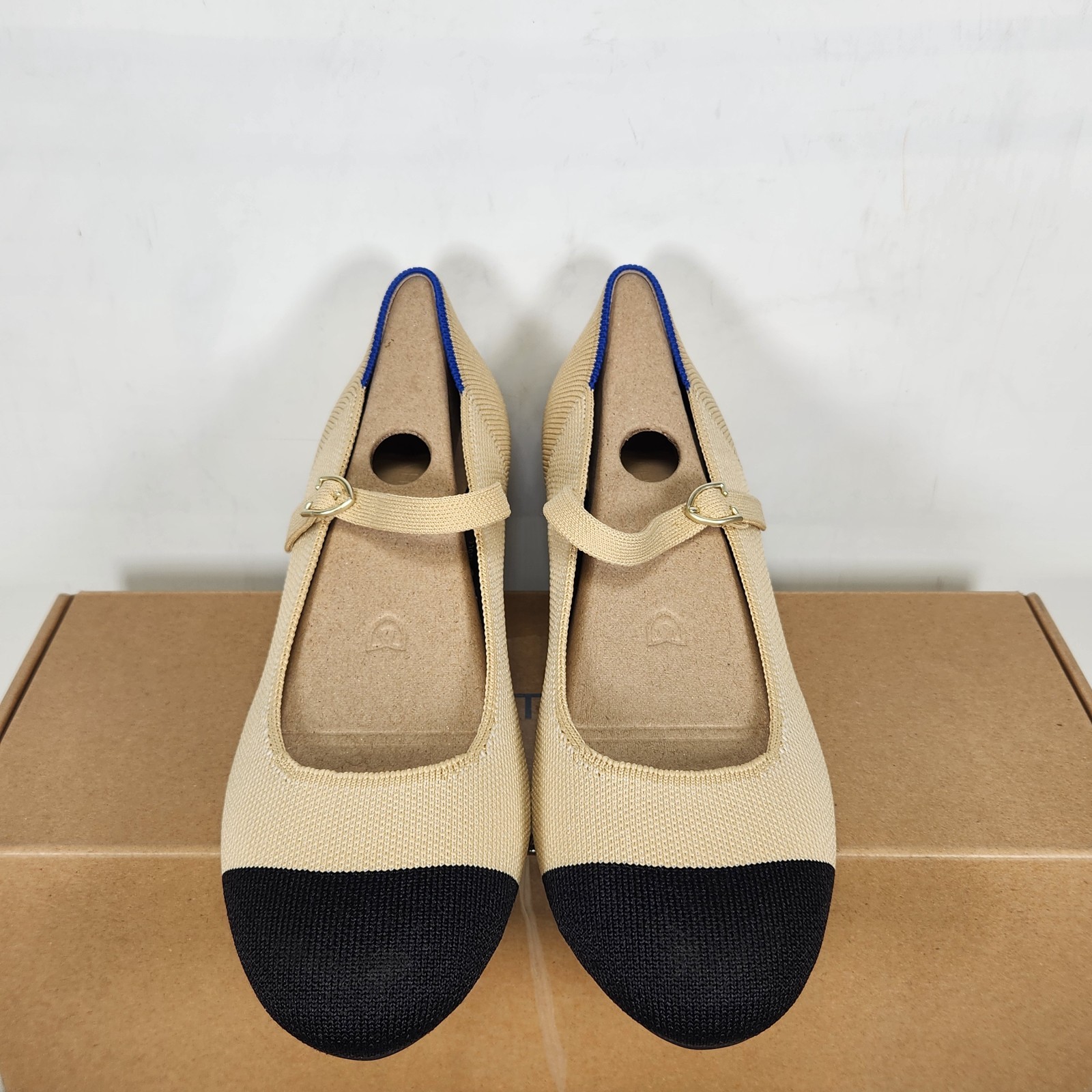 Size 7.5 – Rothys The Mary Jane Heel – Cream Captoe