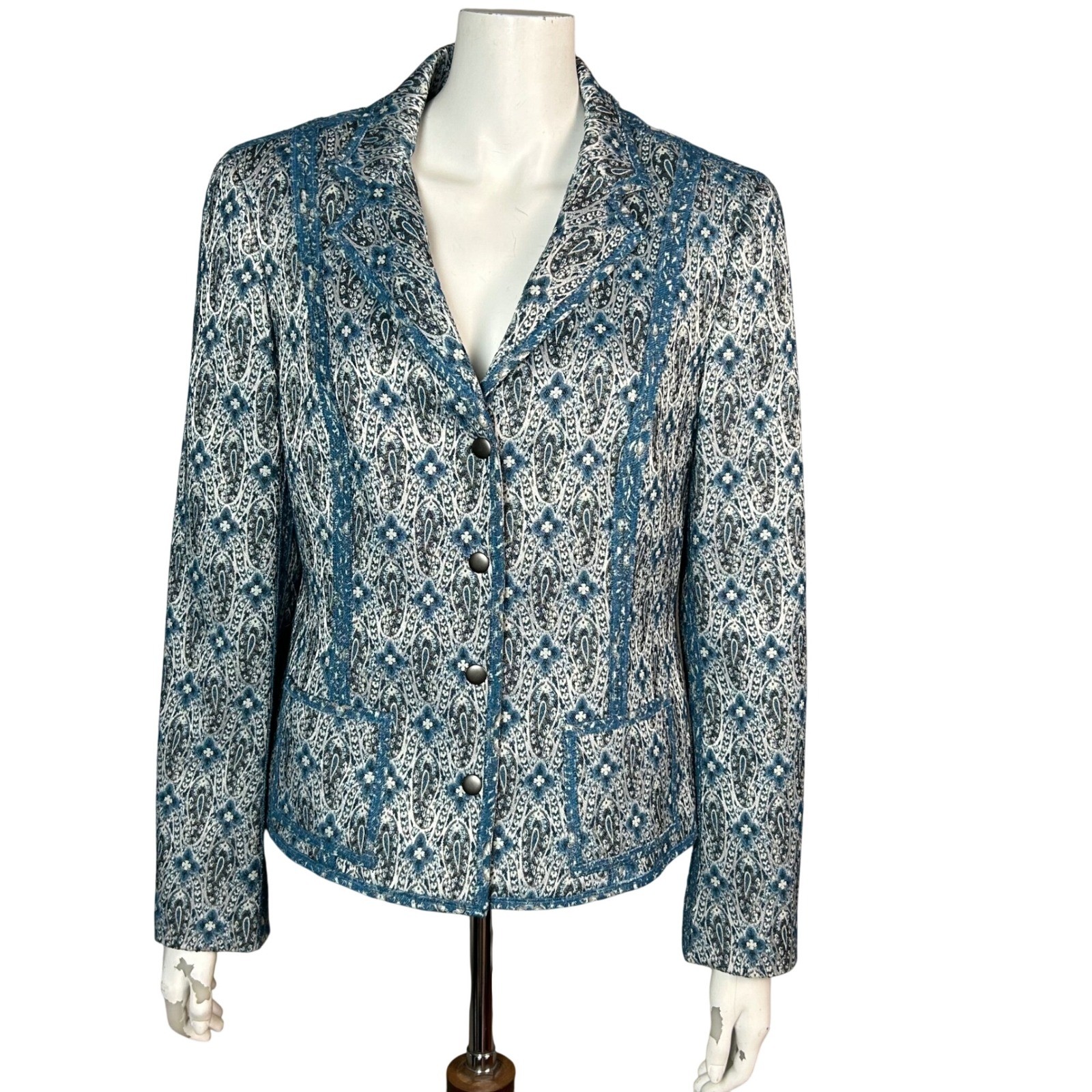 Worth Blazer size 12 Victorian Tapestry Jacket Wool Statement Office Artsy