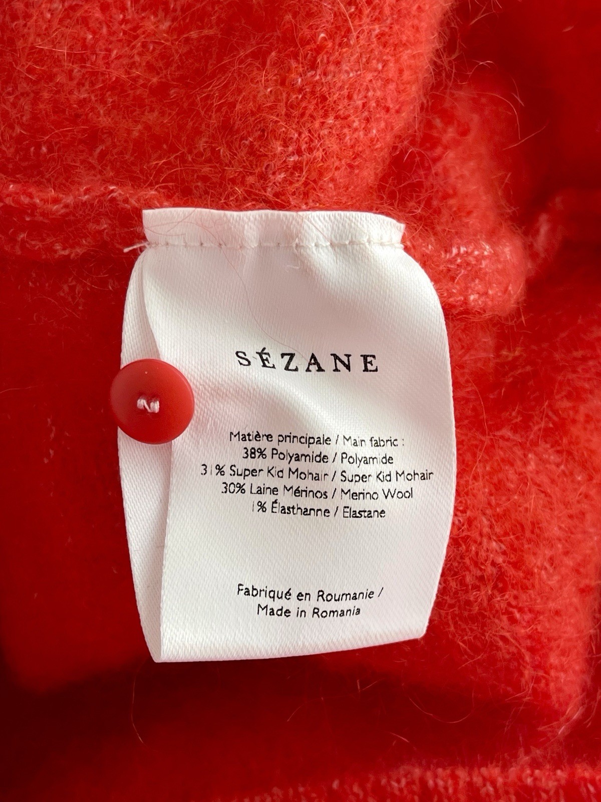 La Maille Sezane Paris Rue SaintFiacre Watermelon Red Mohair Wool Sweater S READ