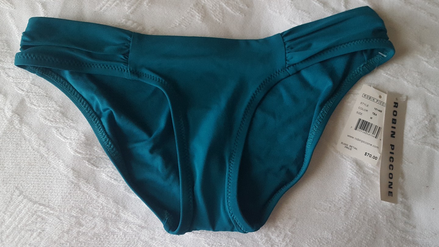Robin Piccone Bikini Swimsuit Bottom Green Medium M NWT New $74 SW054