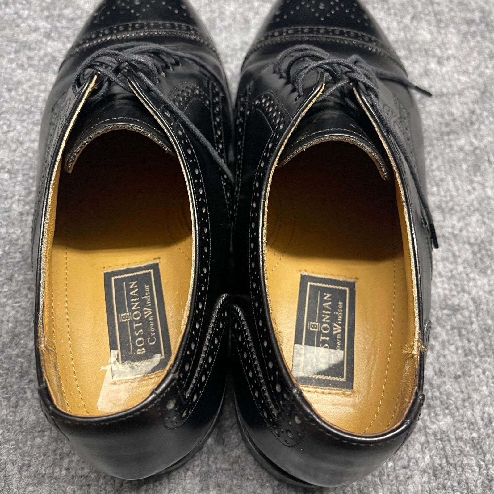 Bostonian Crown Shoes Size 9 D/B Windsor First Flex Black Leather Wingtip Brogue