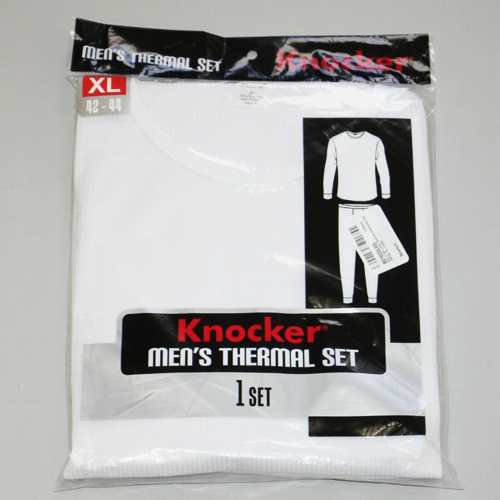 Men’s 2 Piece Long Johns Thermal Underwear Set Dark White 42-44 Extra Large