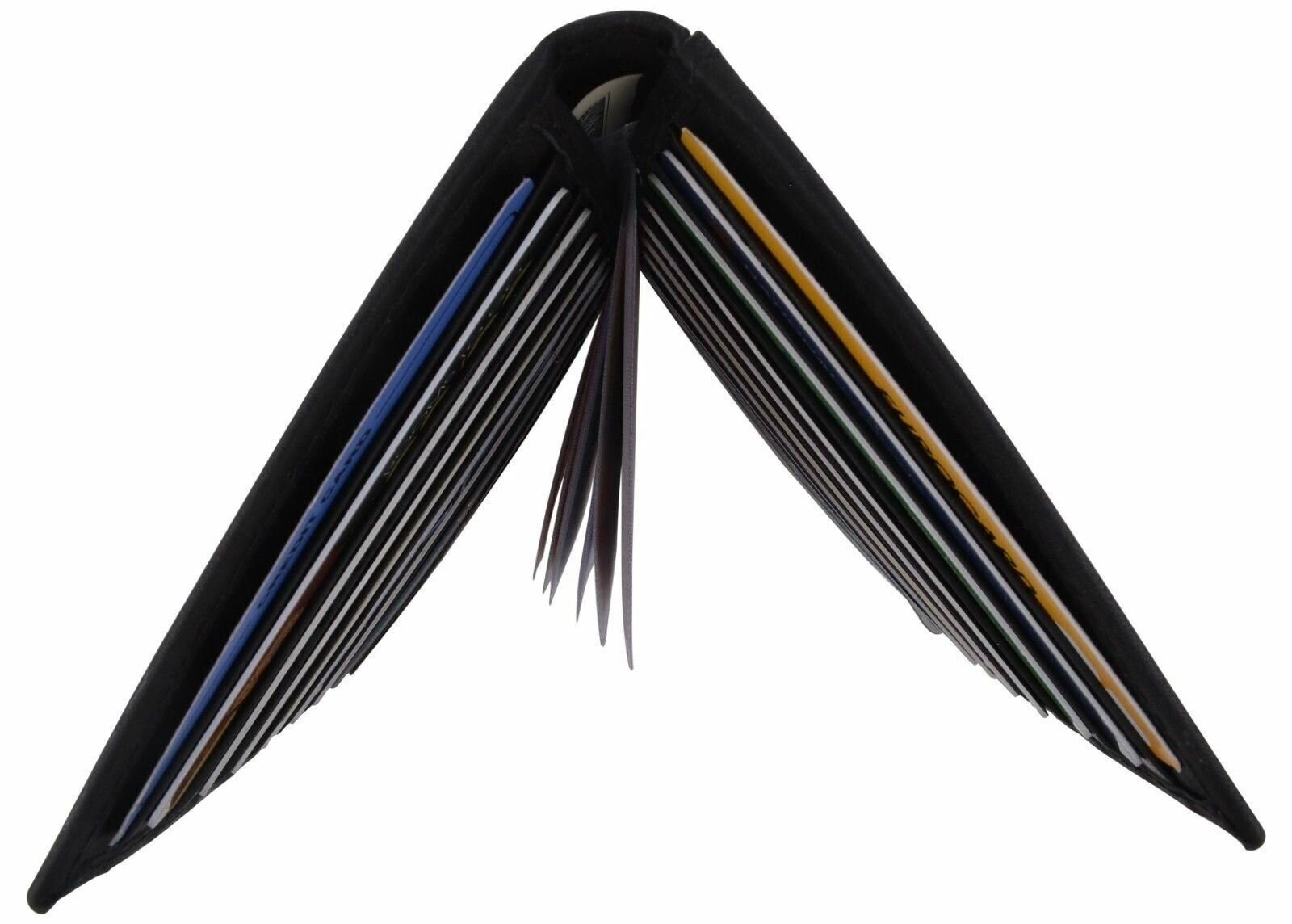 Genuine Leather Credit Card Holder Wallet 19 Card Slots + 1 ID Window NEW