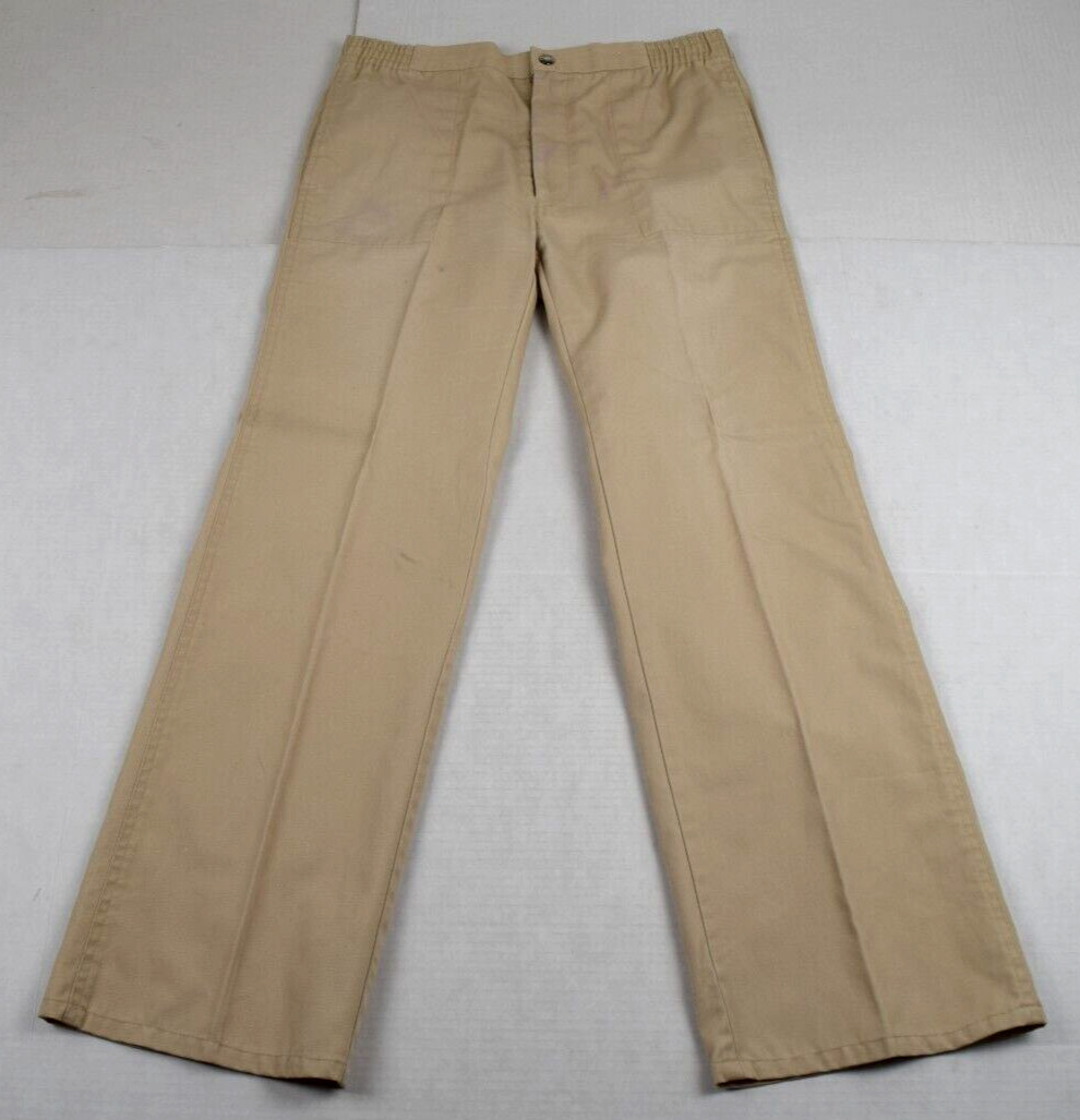 Vintage IZOD Lacoste Pants Size 18 70s Beige Straight Leg Blue Crocodile