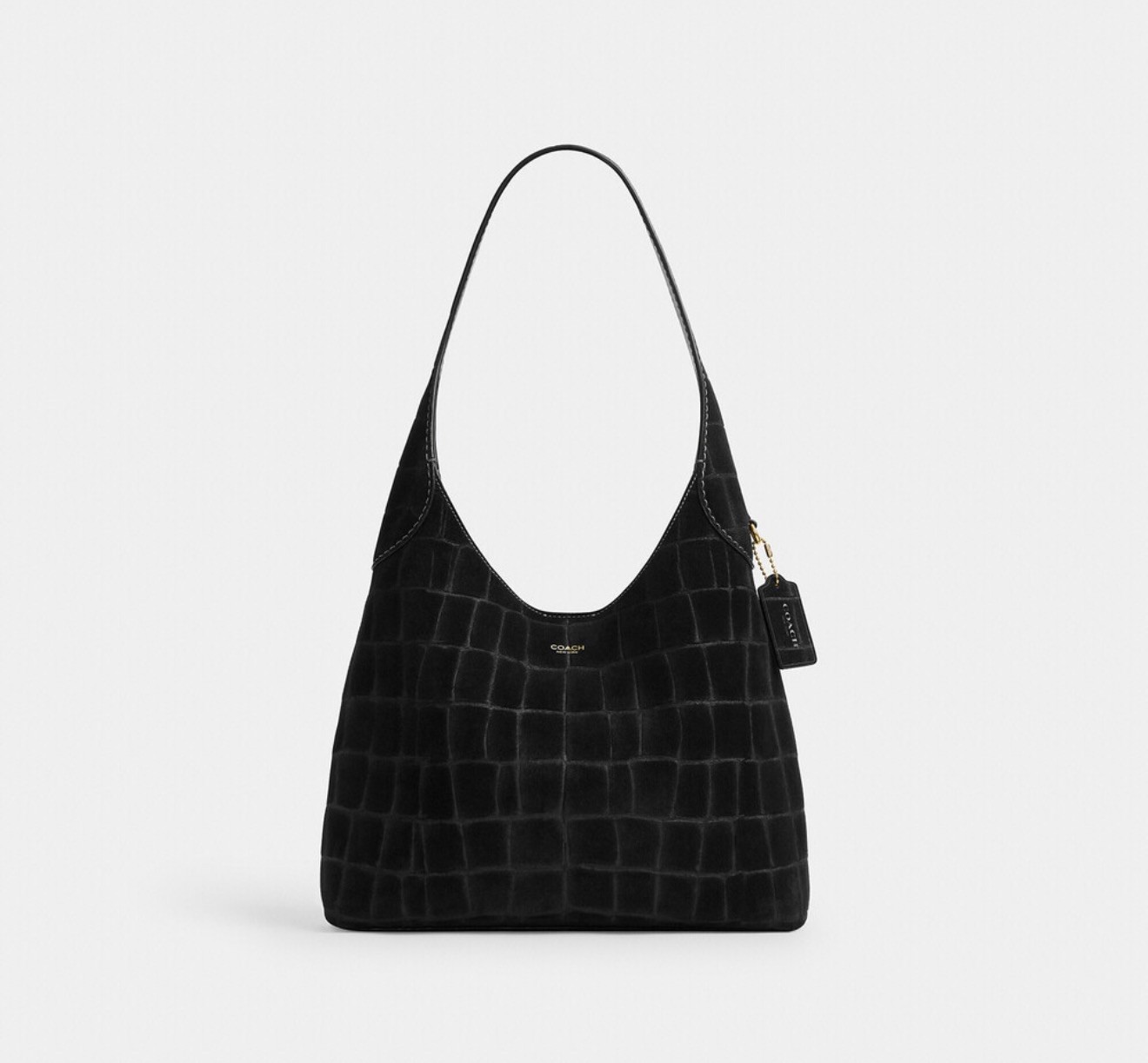 COACH Black Croc-Embossed Suede BROOKLYN 28 Shoulder Bag BRAND NEW WITH DUST BAG