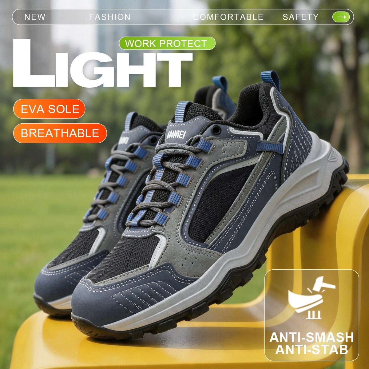 Work Indestructible Safety Shoes Steel Toe Work shoes Breathable Men Sneakers