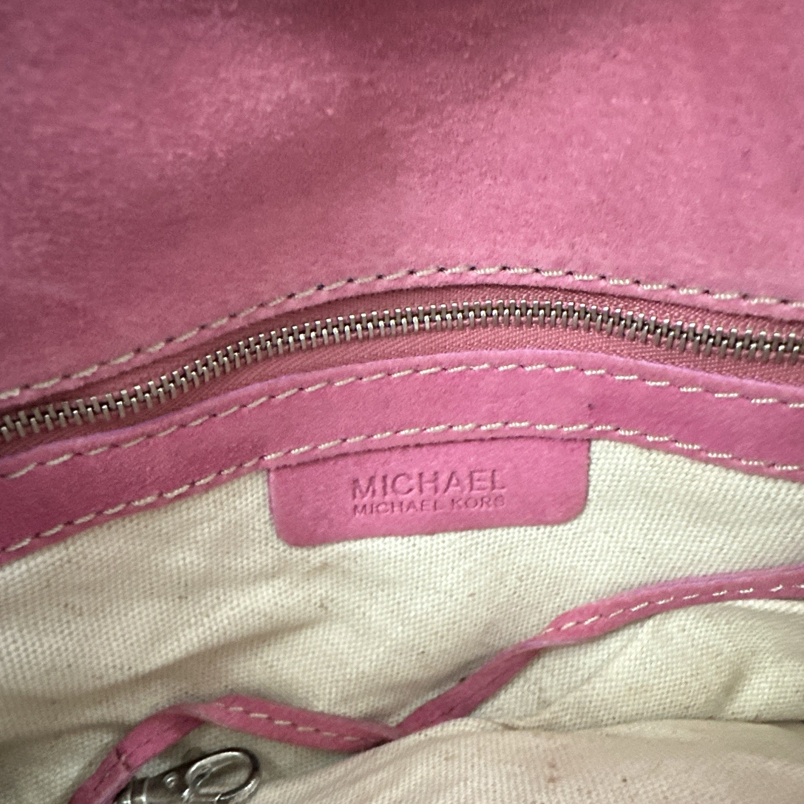 Michael Kors Small Pink Shoulder Bag Chain Strap, Zipper, Detachable Strap