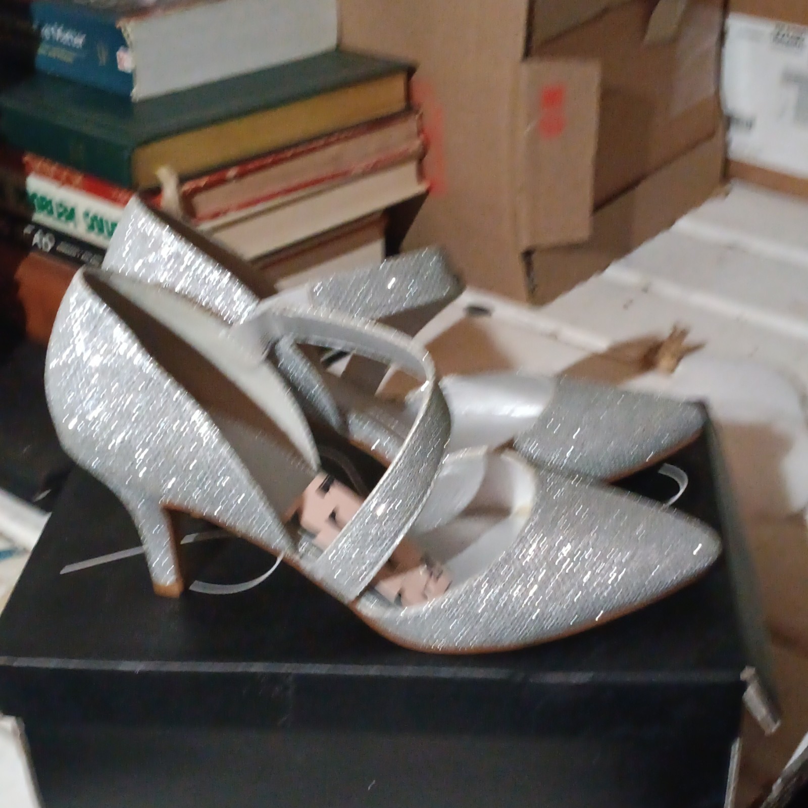 Silver Size 7 Pointed Toe High Heels