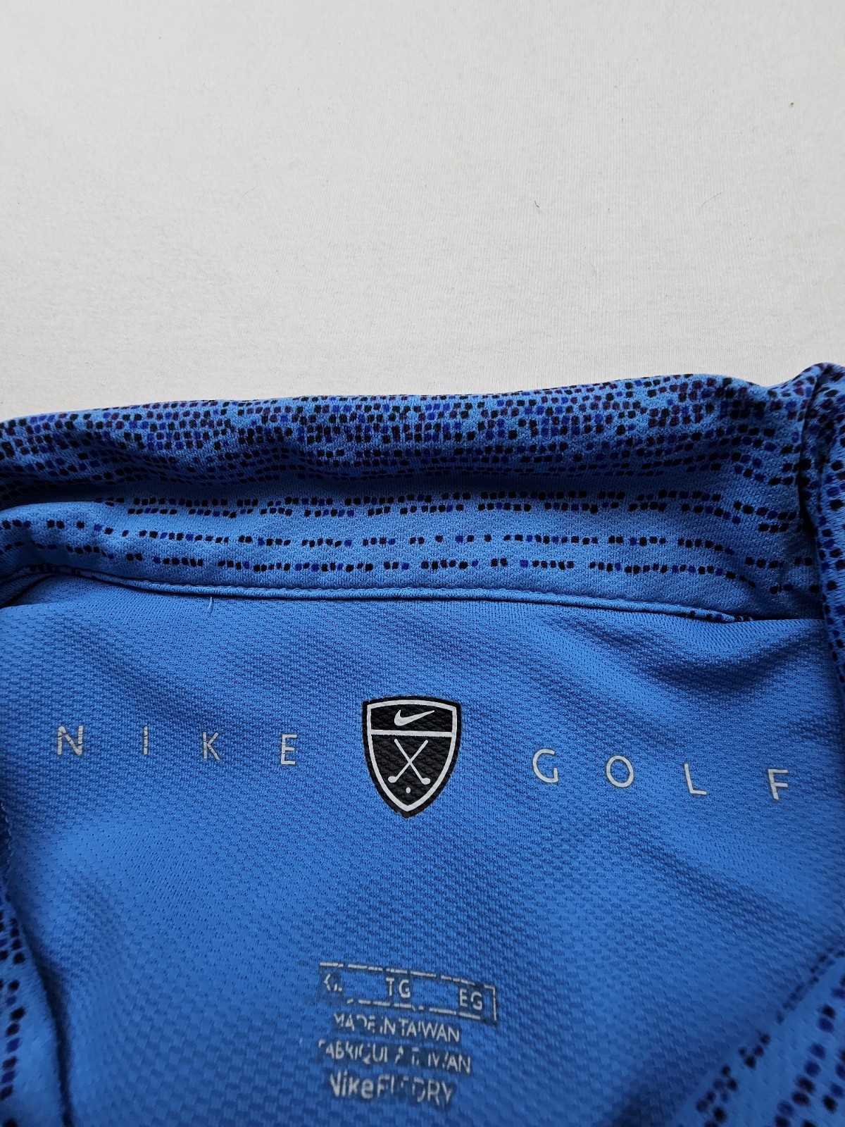 Nike Golf Polo Mens XL Shirt Blue Striped Aqua Black Geometry Pit To Pit 24in