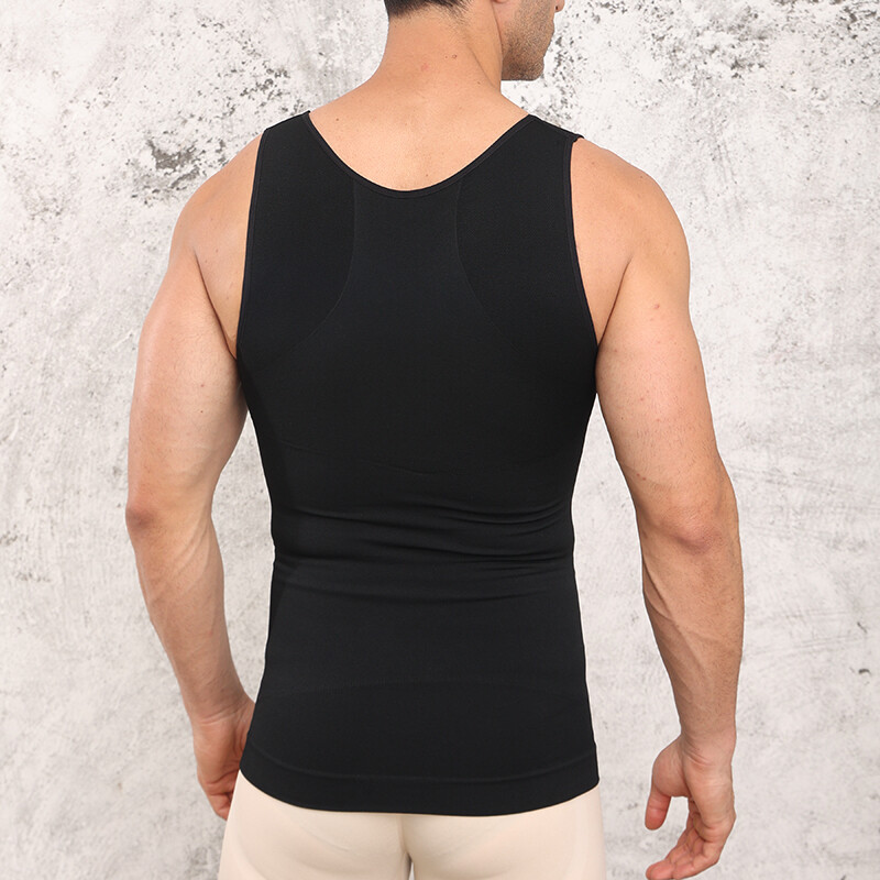 Men Compression Shirt Slimming Body Shaper Vest Waist Traner Cross Tummy Control