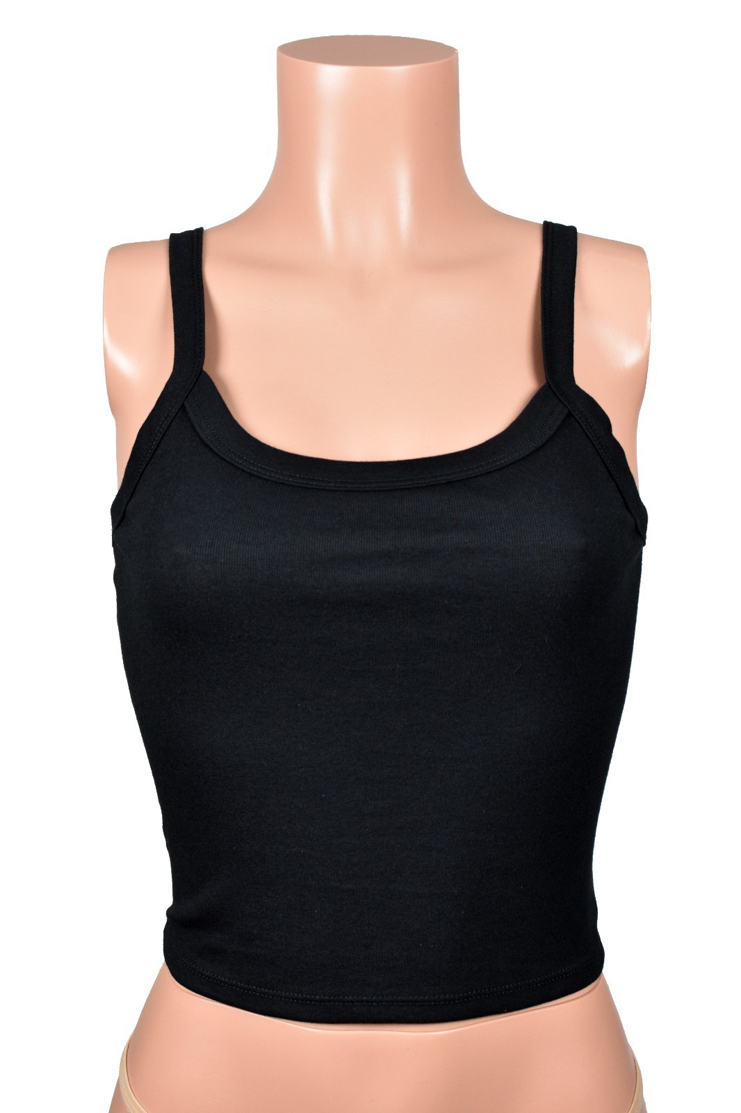 Black Lace-Up Back Grommet Cropped Tank Top S M L XL 2X corset lacing metal goth