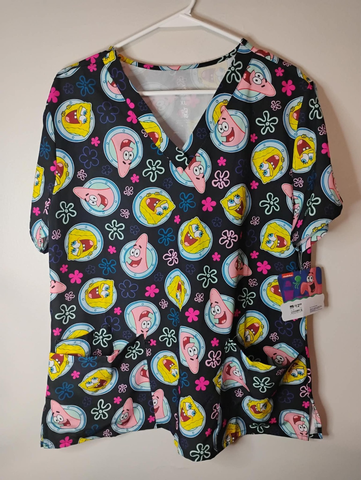 Scrub Club Women’s XL Nickelodeon SpongeBob & Blue’s Clues Scrub Top