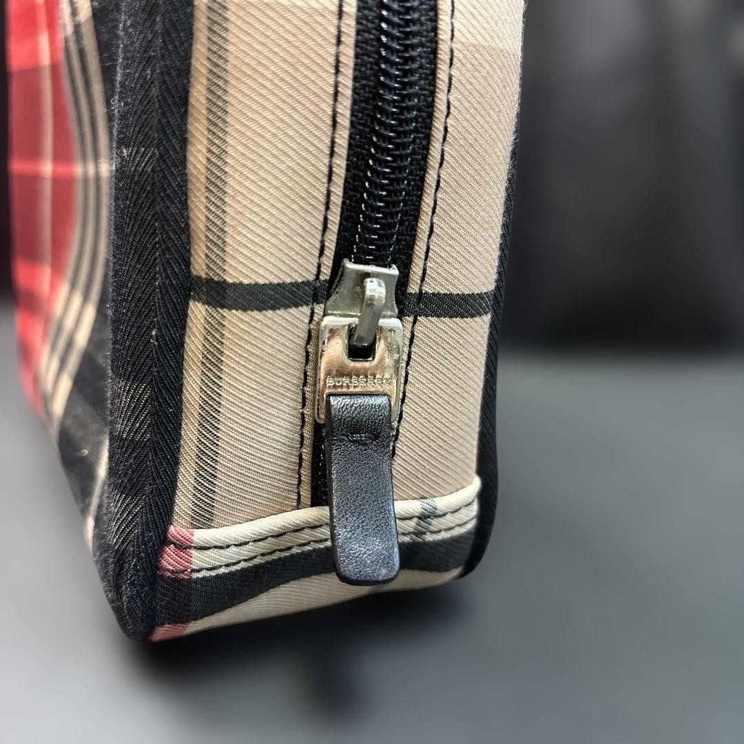 Burberry Plaid Pouch Vanity Clutch Nova Check 6.3×7.9in Used