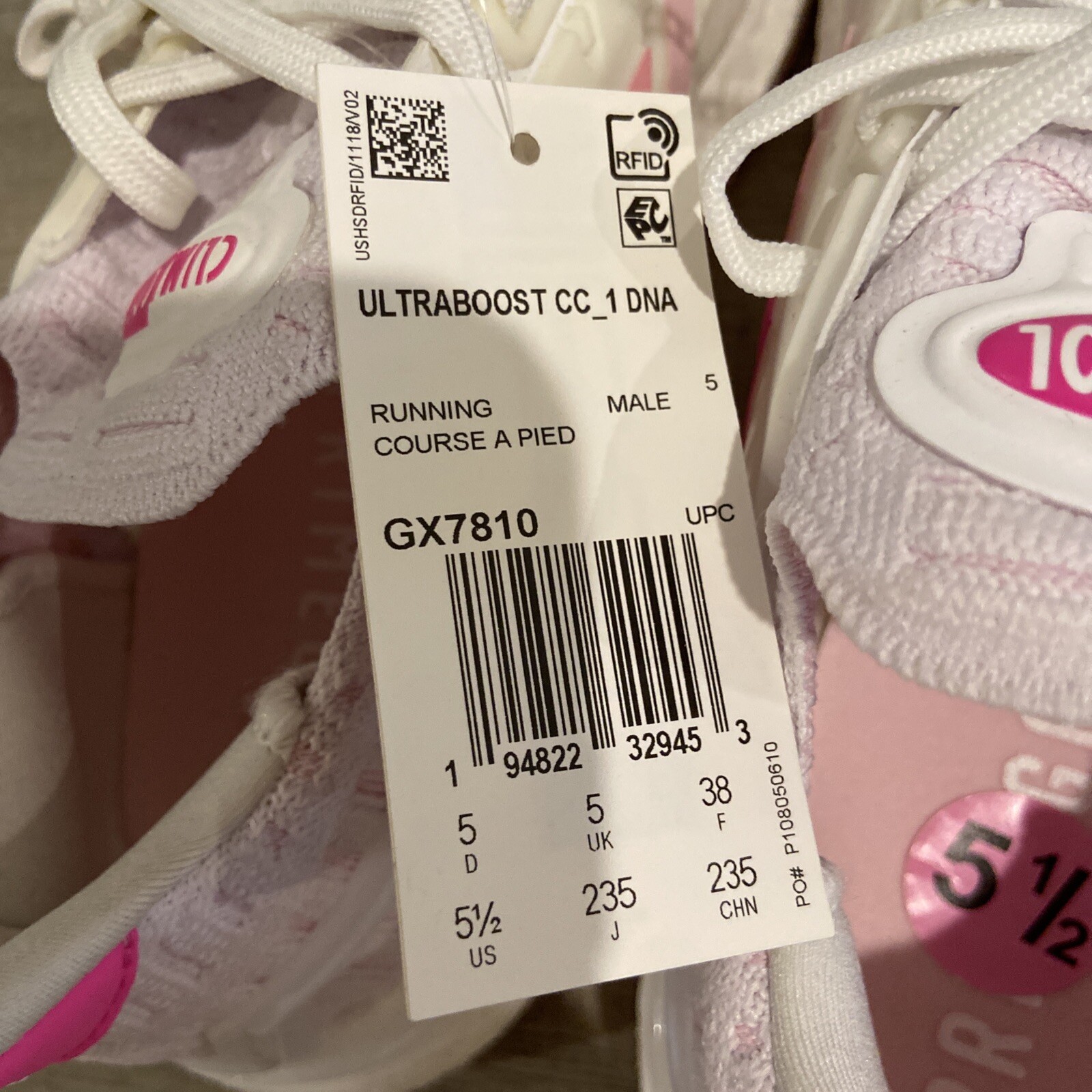 Adidas Ultra boost CC_1 DNA Running Sneakers GX7810 Wht/Pnk Men’s 5.5–Women’s 7