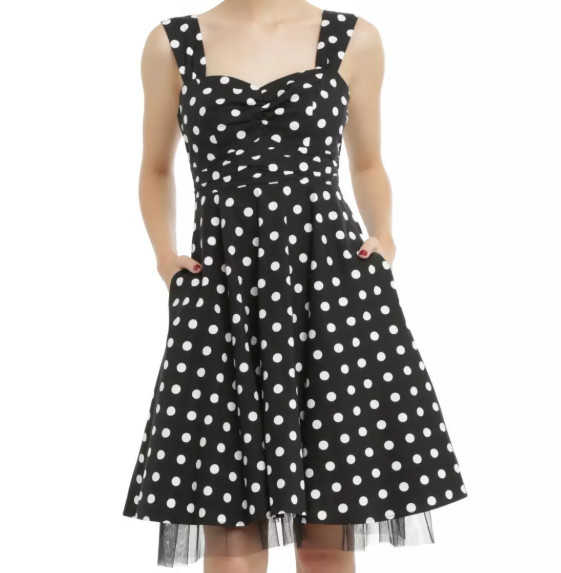Hot Topic Juniors XXL Black & White Polka Dot Sleeveless Swing Dress Rockabilly