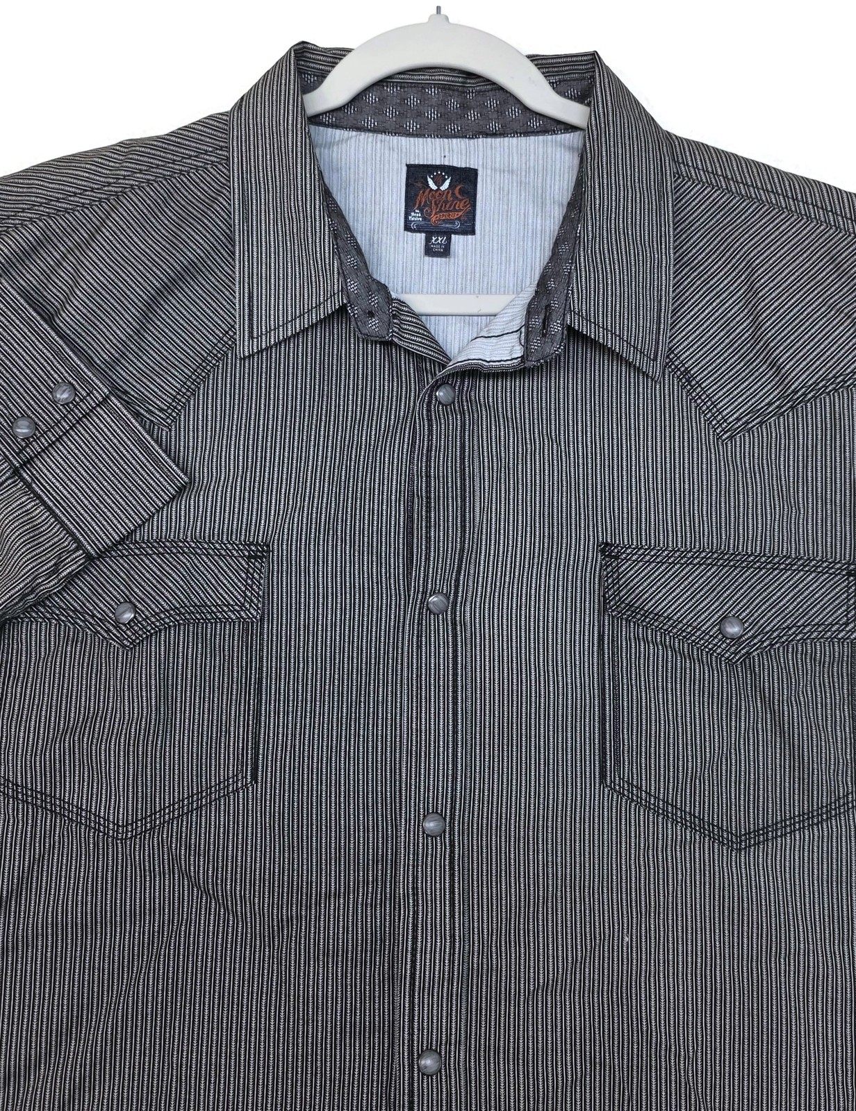 Moon Shine Spirit Shirt Mens 2XL Striped Western Snap Long Sleeve Brad Paisley